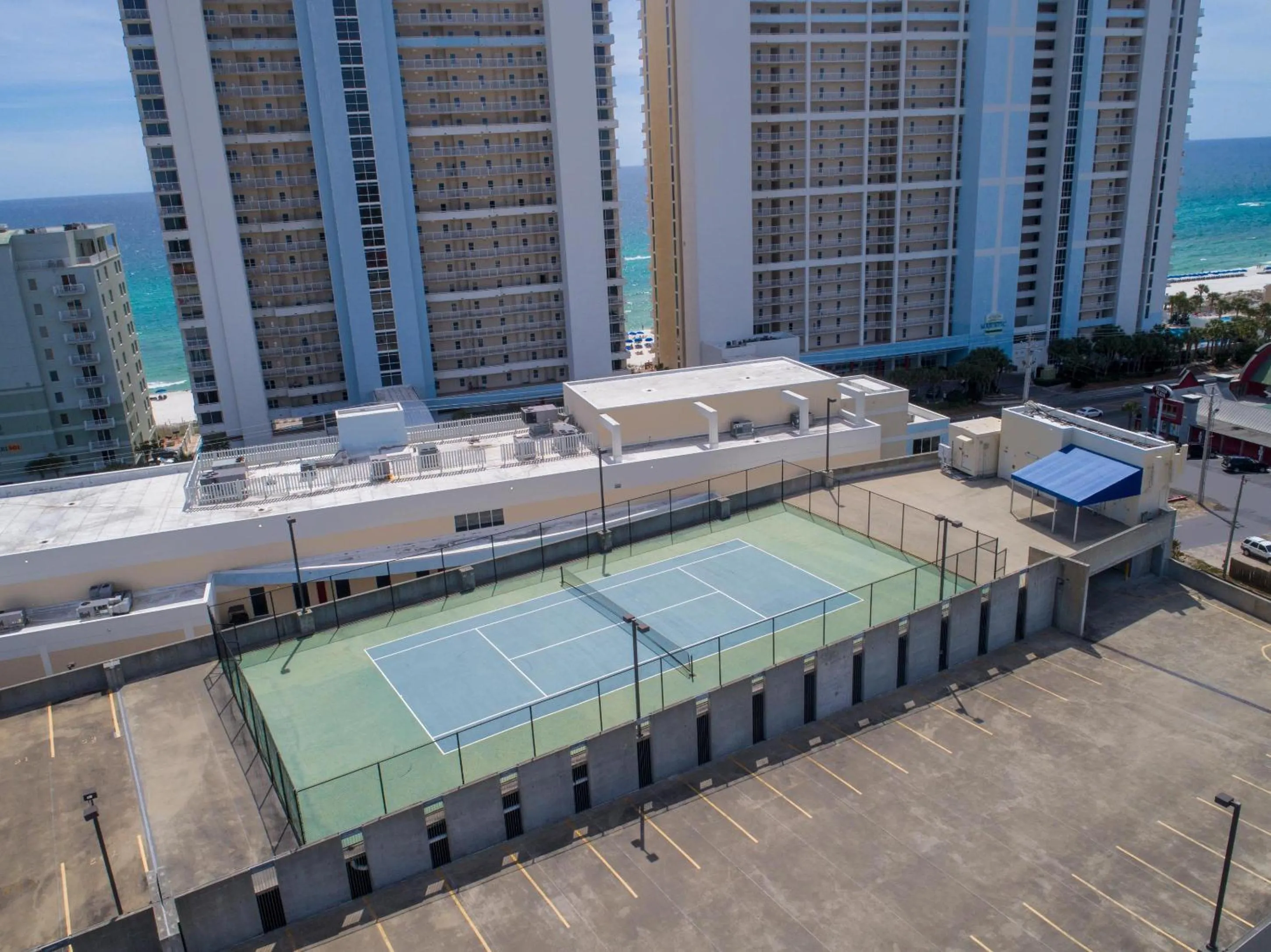 Patio in Majestic Beach Resort Tower 2 by Panhandle Getaways
