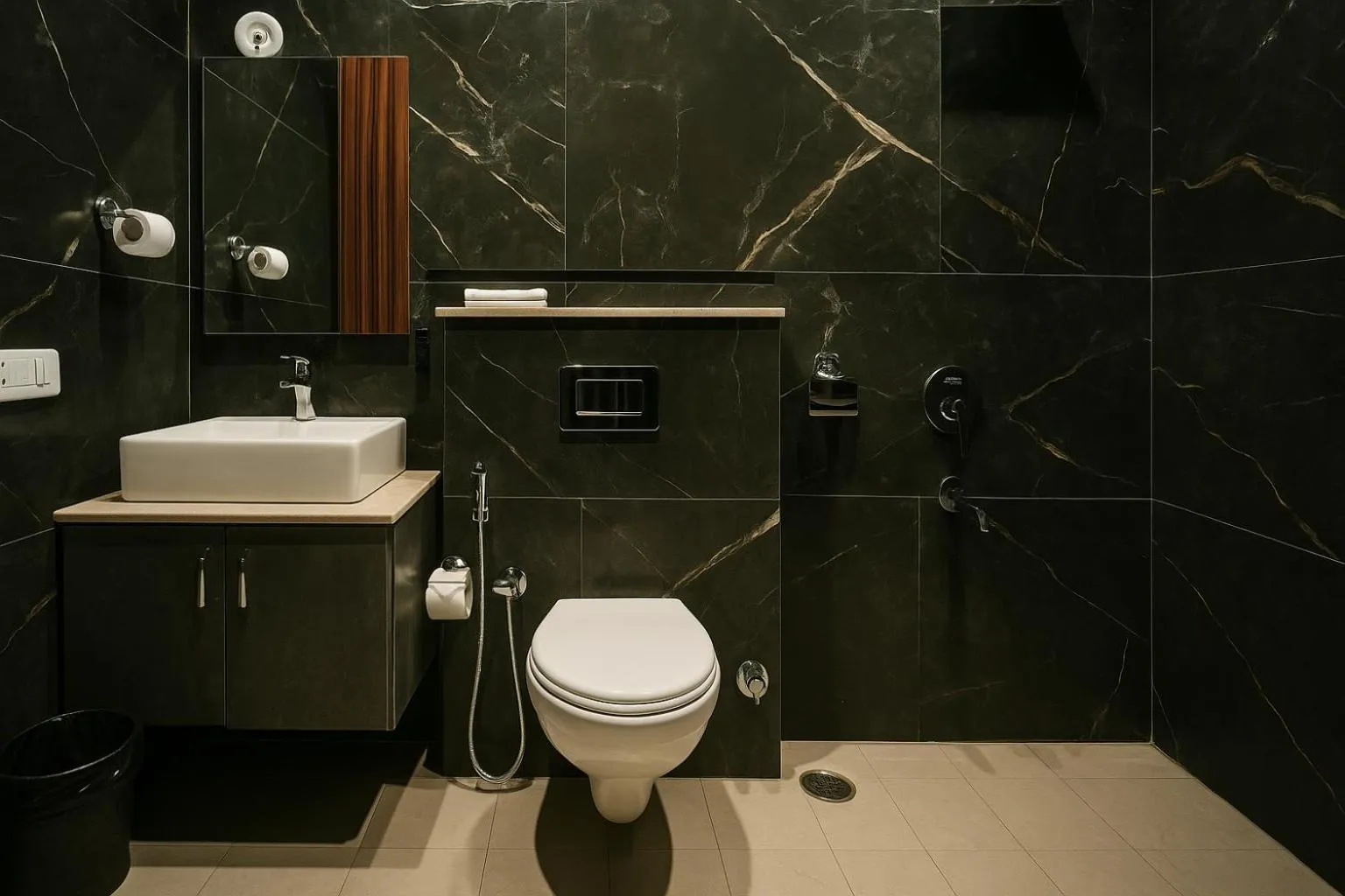 Toilet in Hotel Palm View by JMD Group