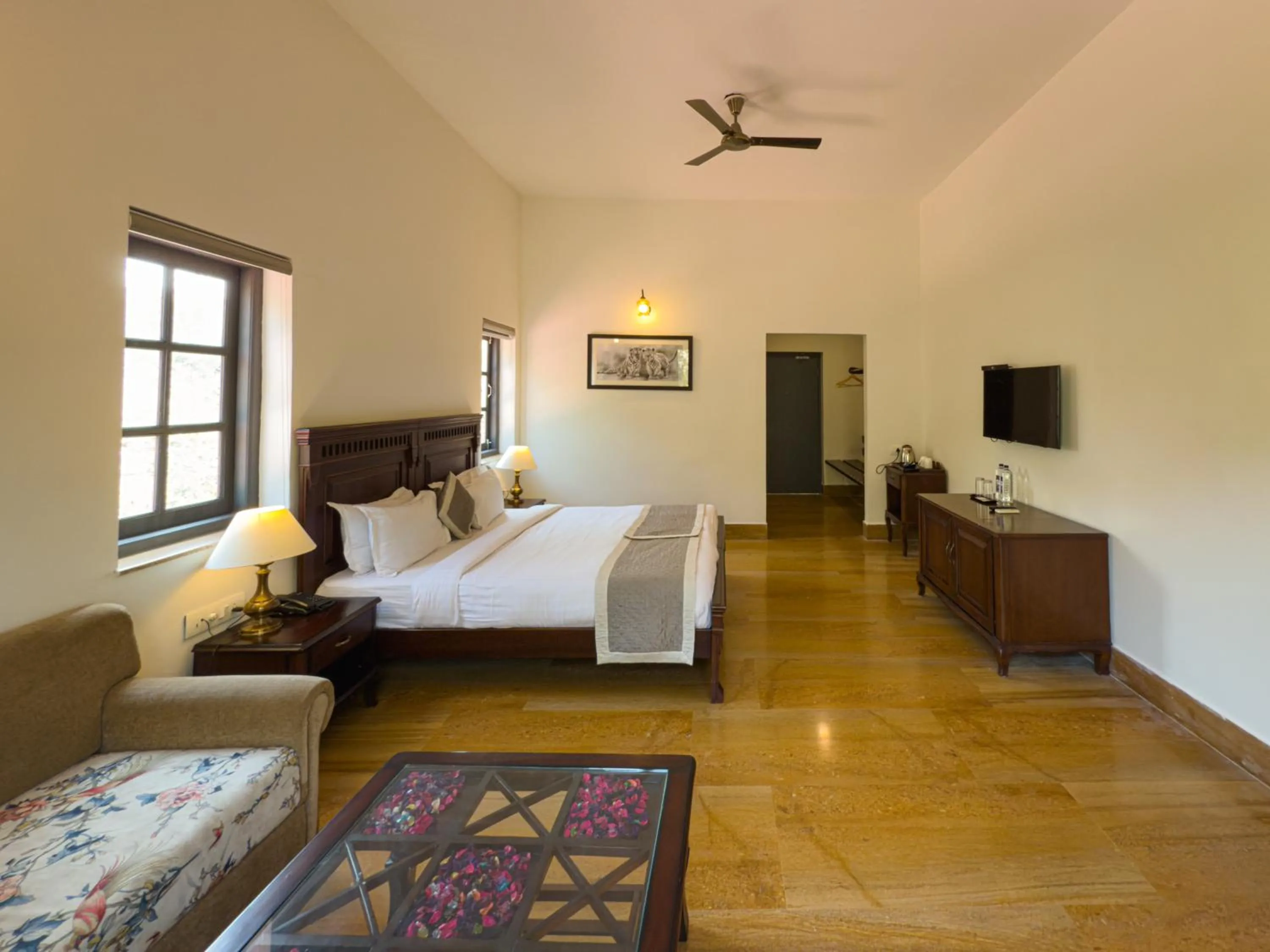 Bed in The Hunting Lodge - Luxury Resort in Udaipur