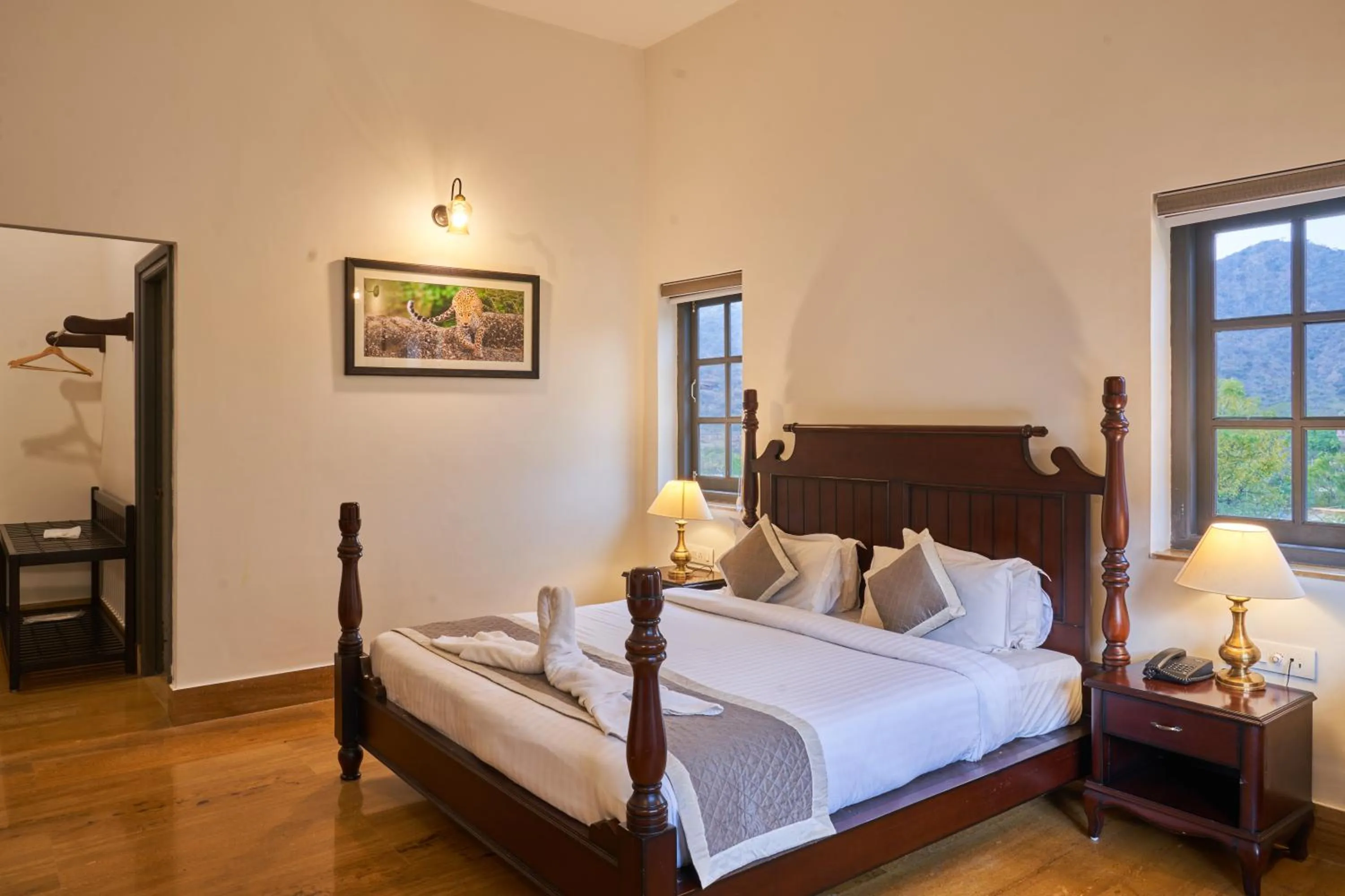 Bed in The Hunting Lodge - Luxury Resort in Udaipur