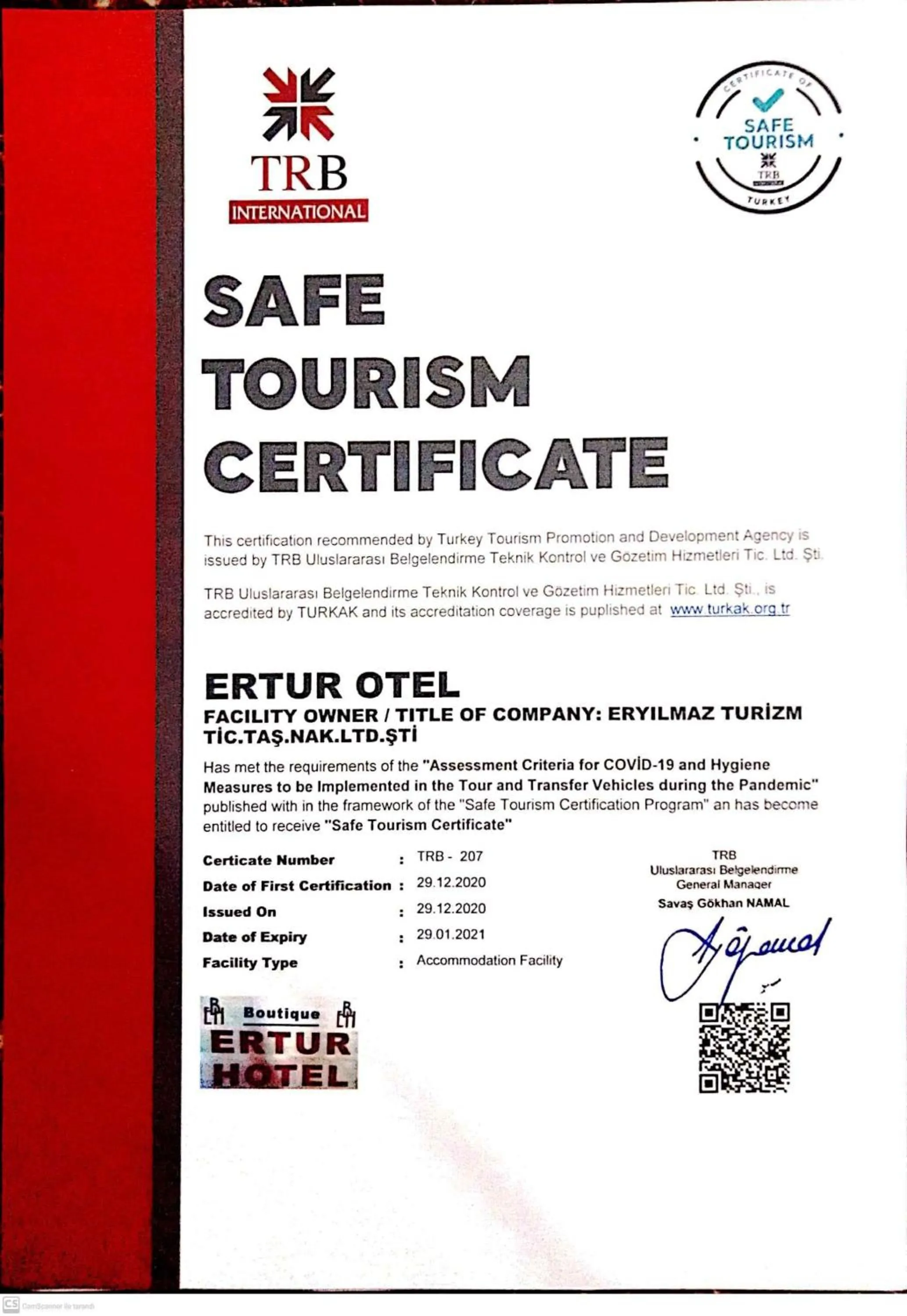 Logo/Certificate/Sign in Butik Ertur Hotel
