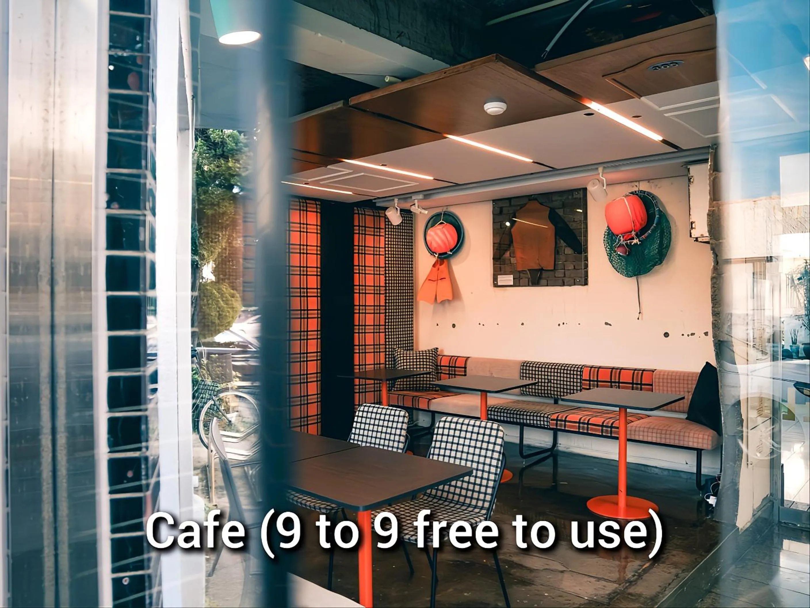 Text overlay in Mido Hostel