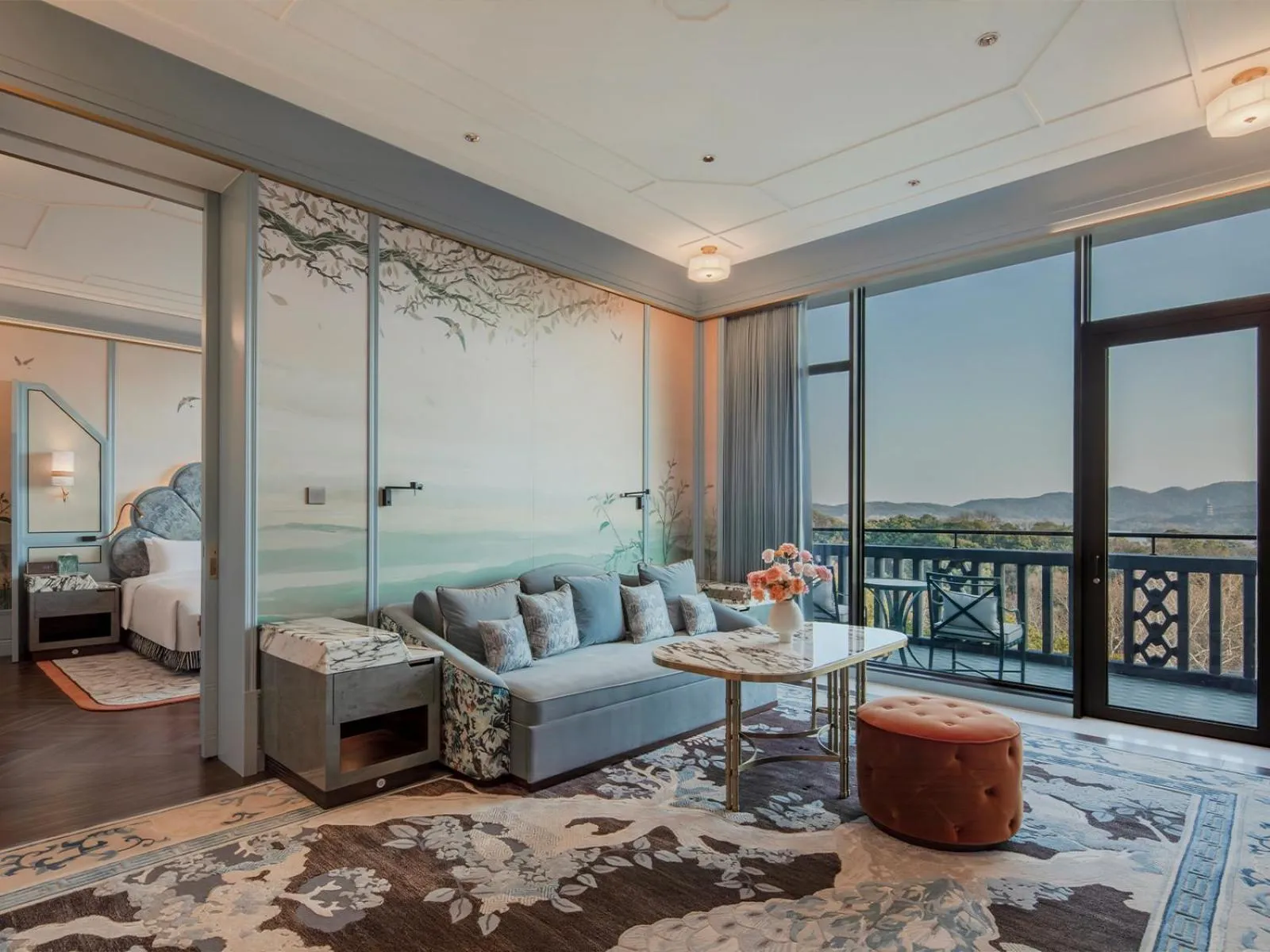 Natural landscape, Bed in The Silk Lakehouse, Shangri-La Hangzhou