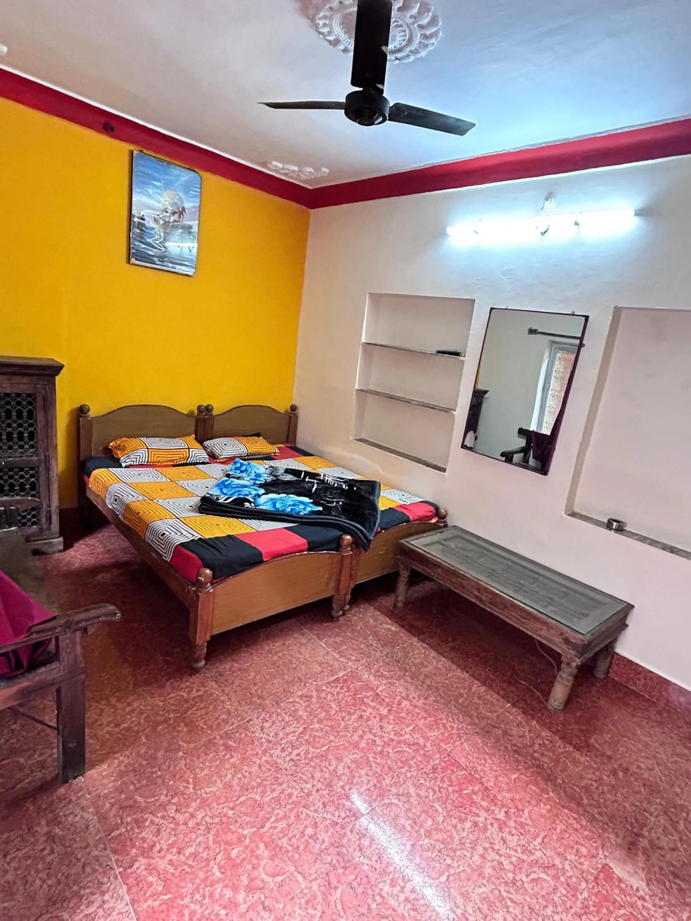 Bed in Priya guest house pushkar