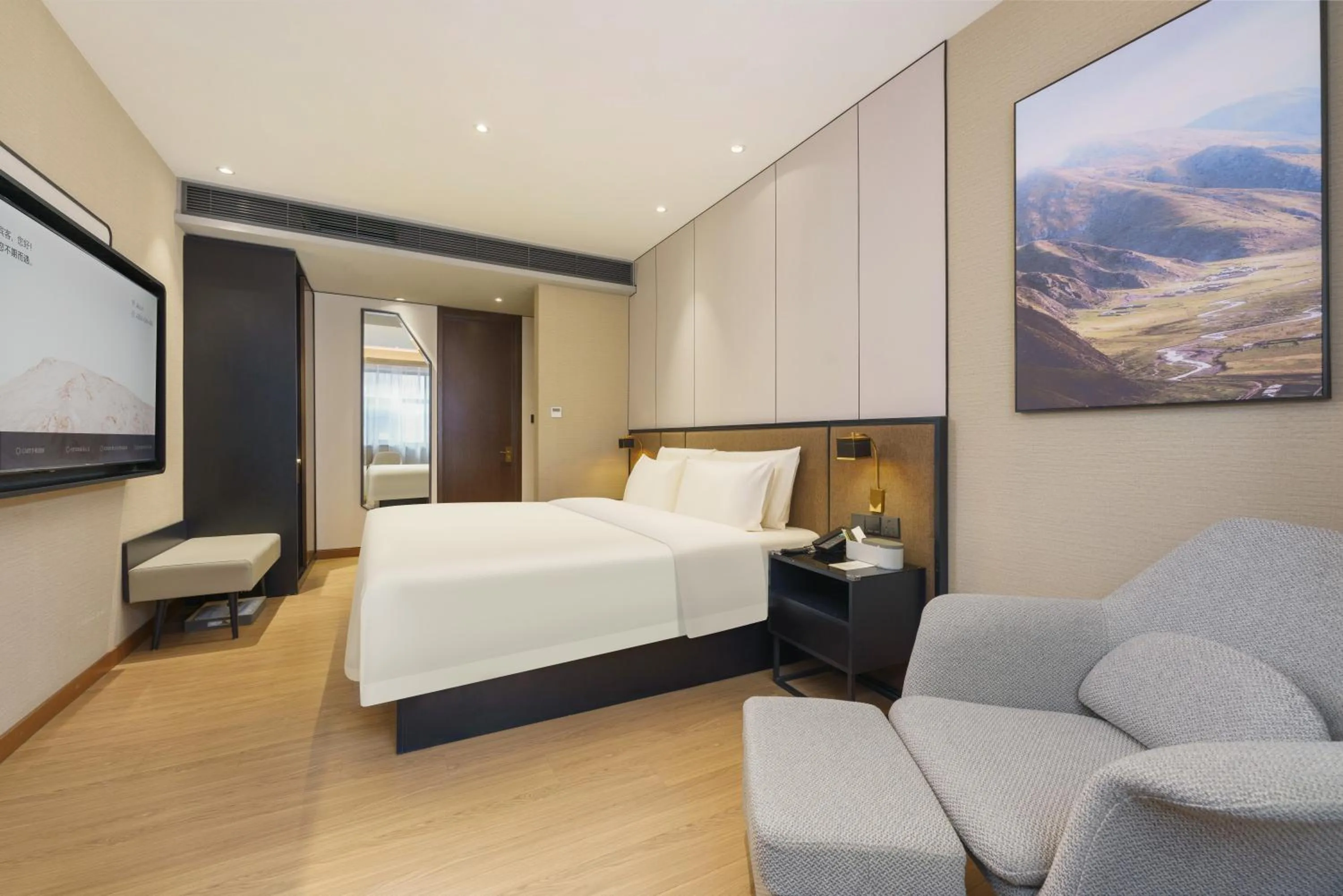 Bed in Atour X Hotel Dalian Development Zone Ansheng Plaza