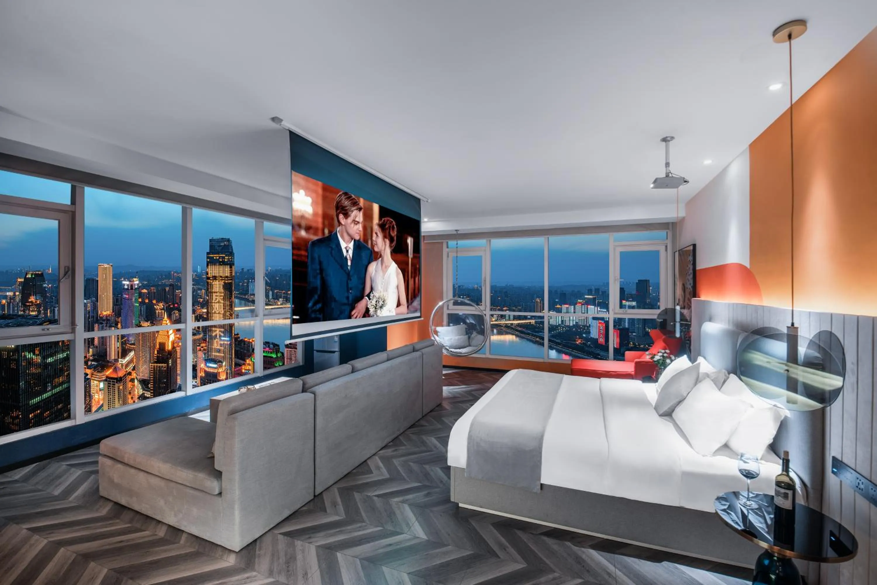 Bed in ReVia Skyline River View Hotel Chongging