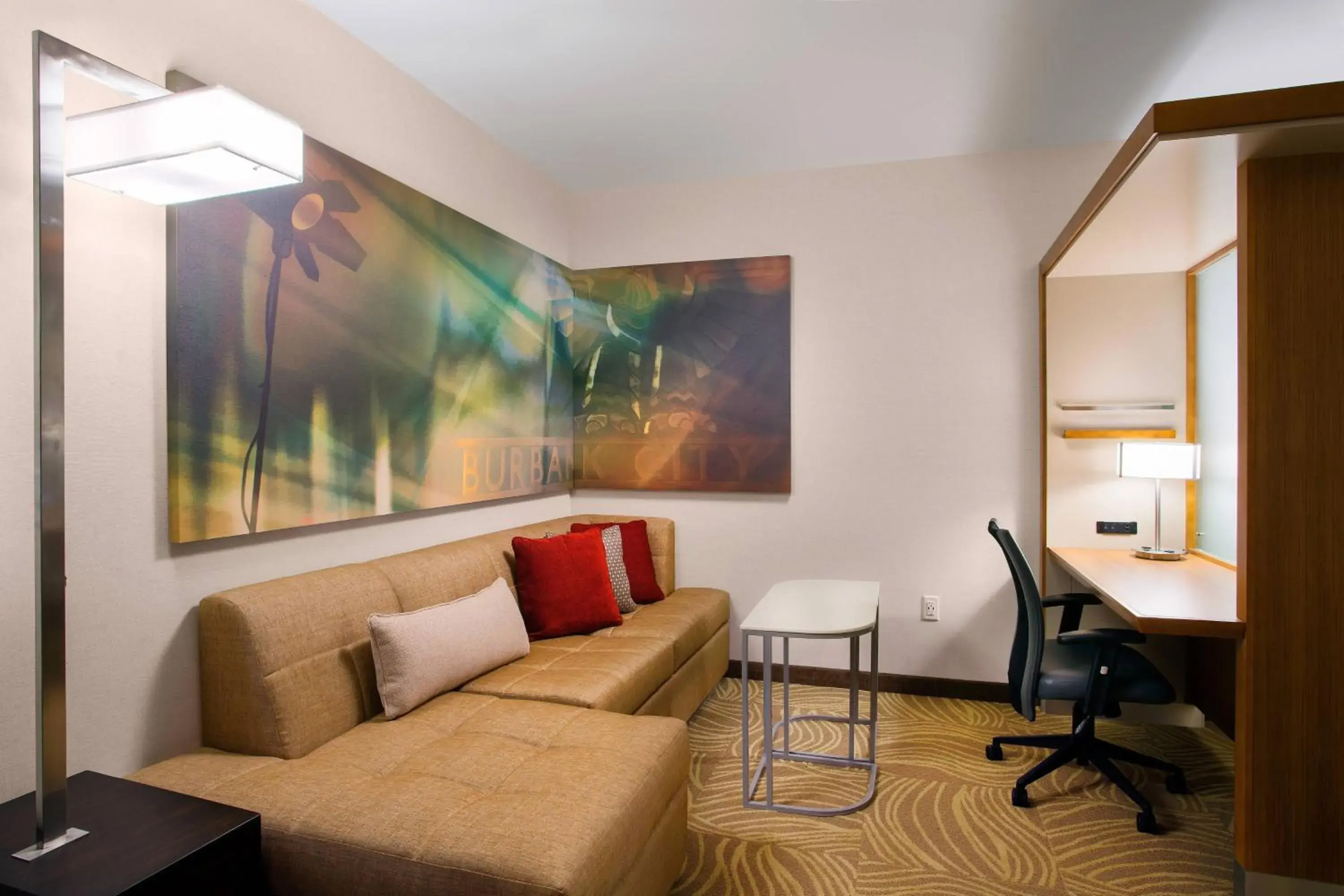 Large Queen Studio with Sofa Bed and Adapted Tub - Mobility Accessible in SpringHill Suites by Marriott Los Angeles Burbank/Downtown Large Queen Studio with Sofa Bed and Adapted Tub - Mobility Accessible in SpringHill Suites by Marriott Los Angeles Burbank/Downtown