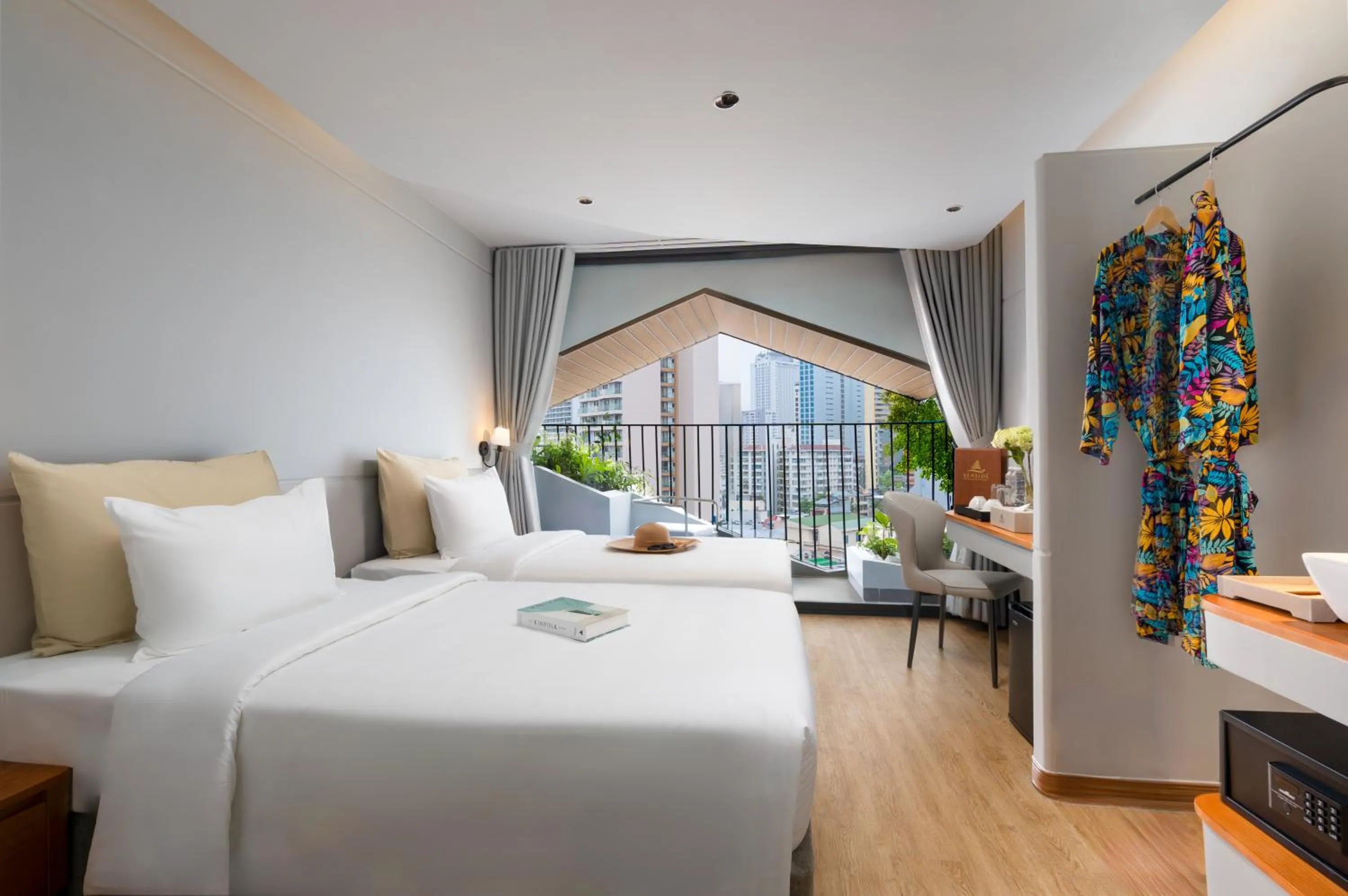 View (from property/room), Bed in Seaside Boutique Hotel Nha Trang Beach
