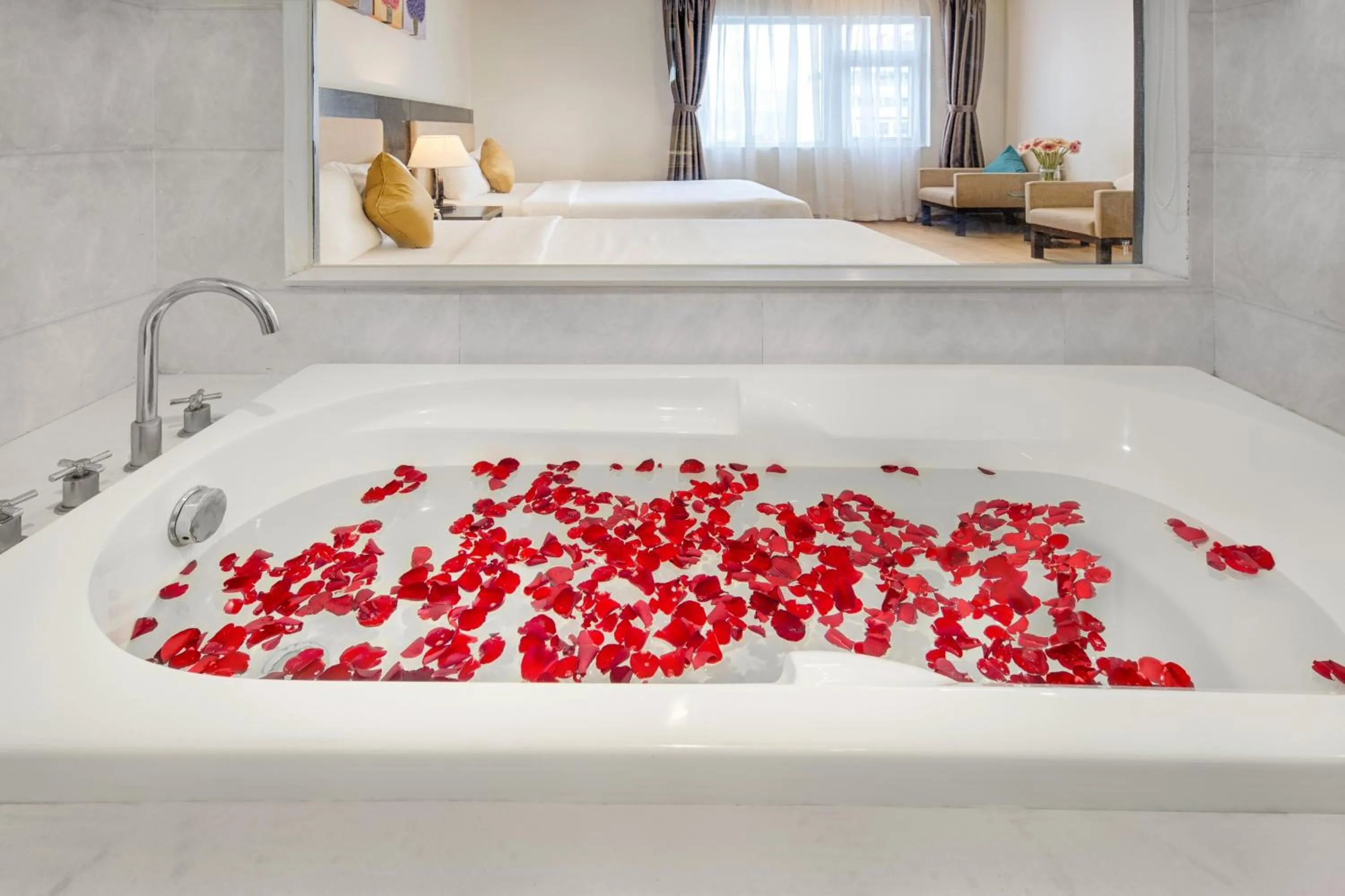 Bathroom, Bed in Golden Star Hotel by THG