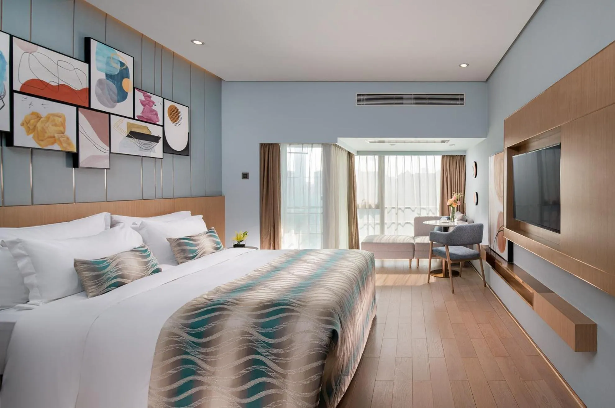 Bed in Sentosa Hotel Apartment Taoyuan Branch