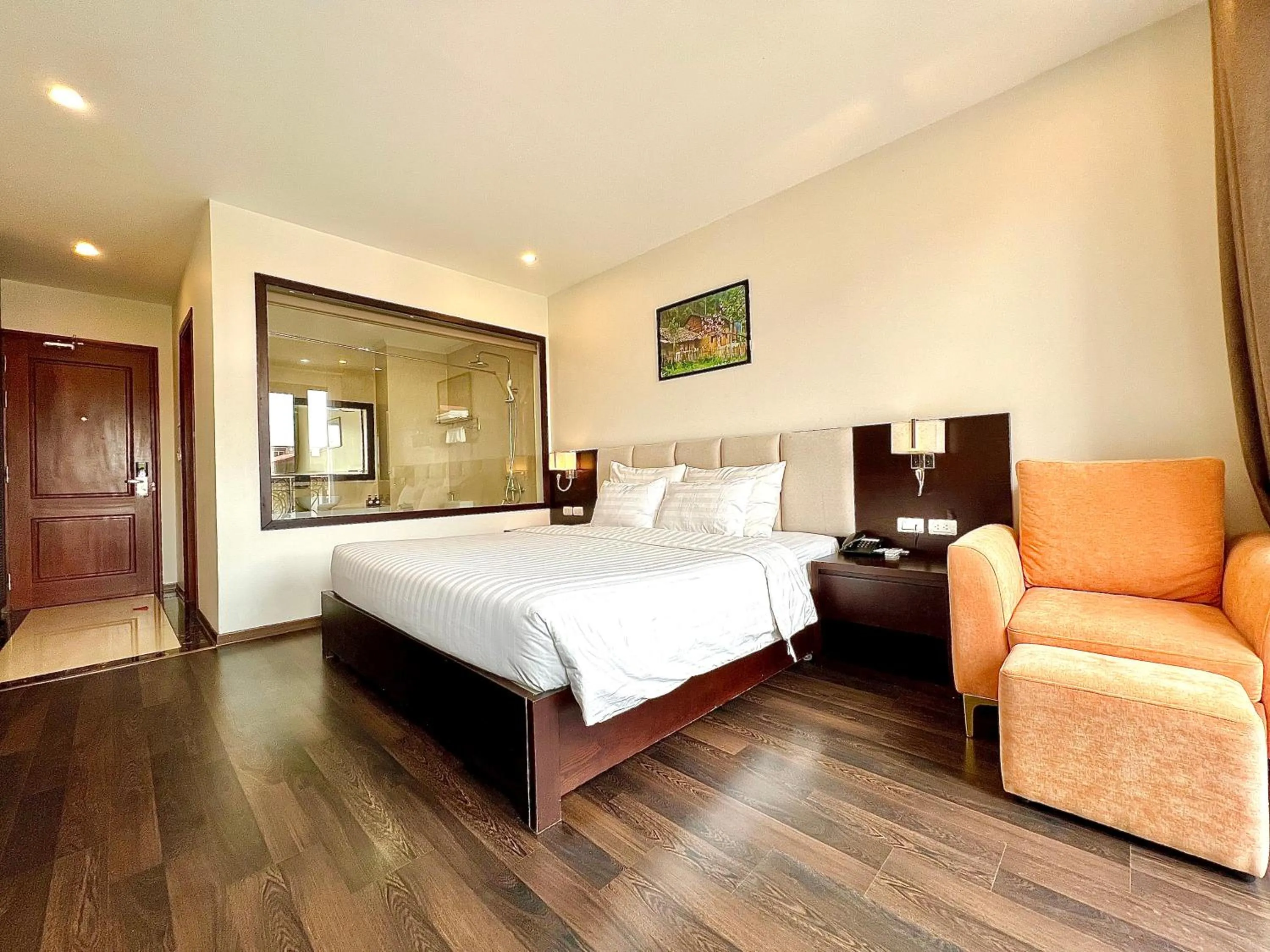 Bed in Paragon Noi Bai Pool And Best View Airport Hotel