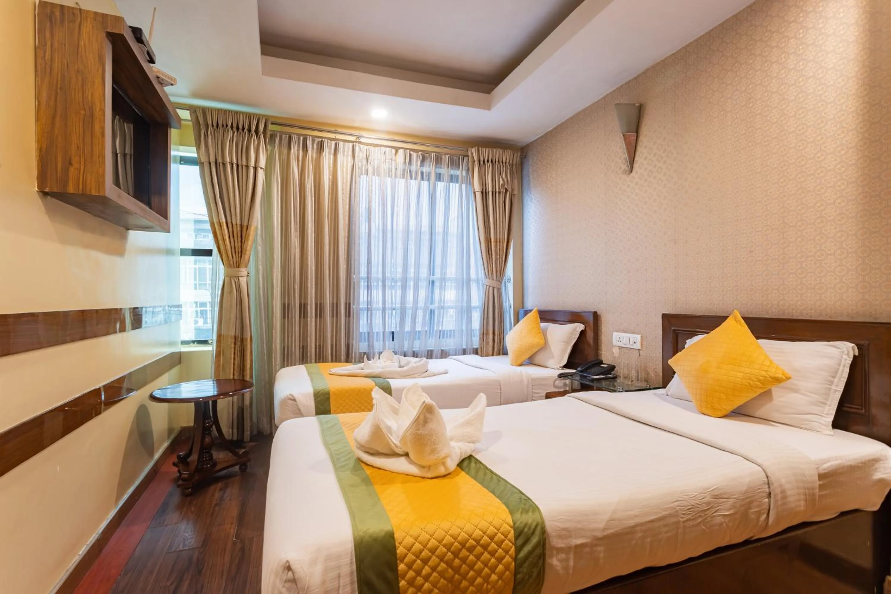 Bed in Yellow Pagoda Hotel