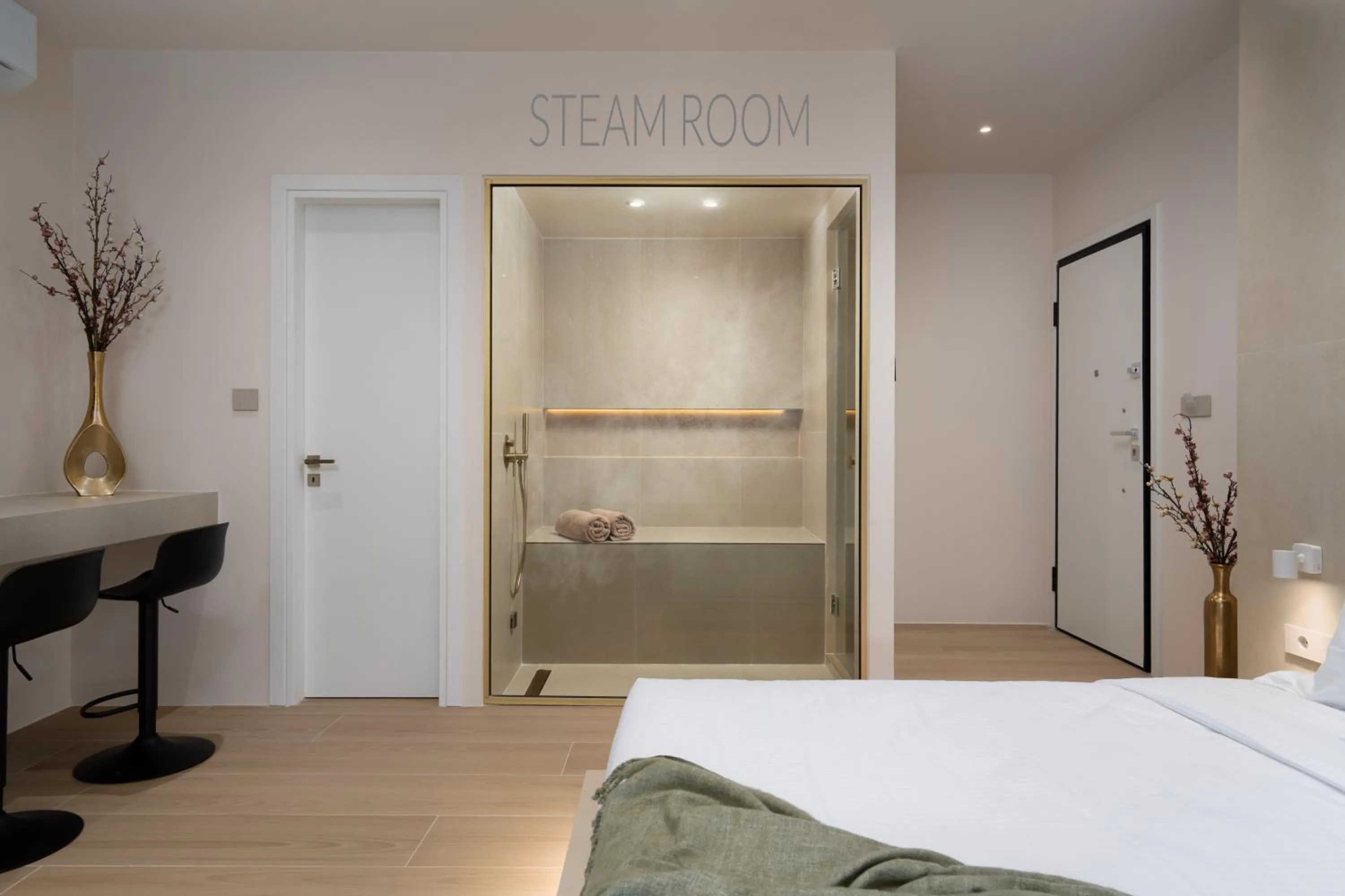 Shower, Bed in Selected Suites