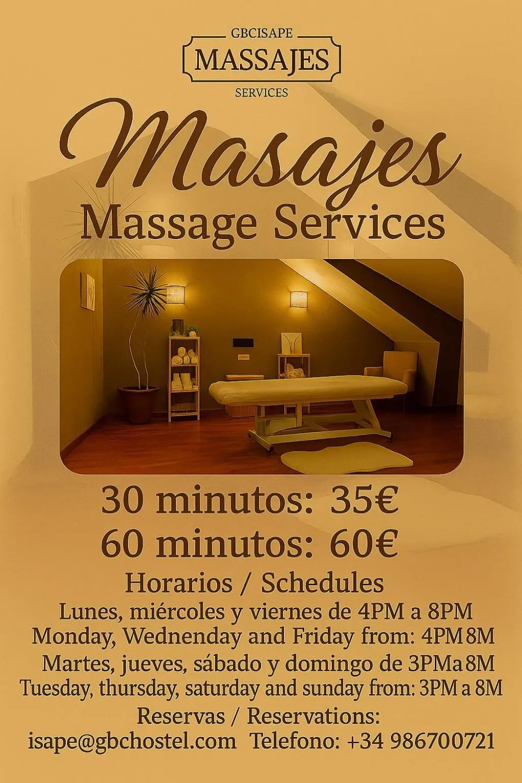 Massage in Hotel Restaurante Isape GBC