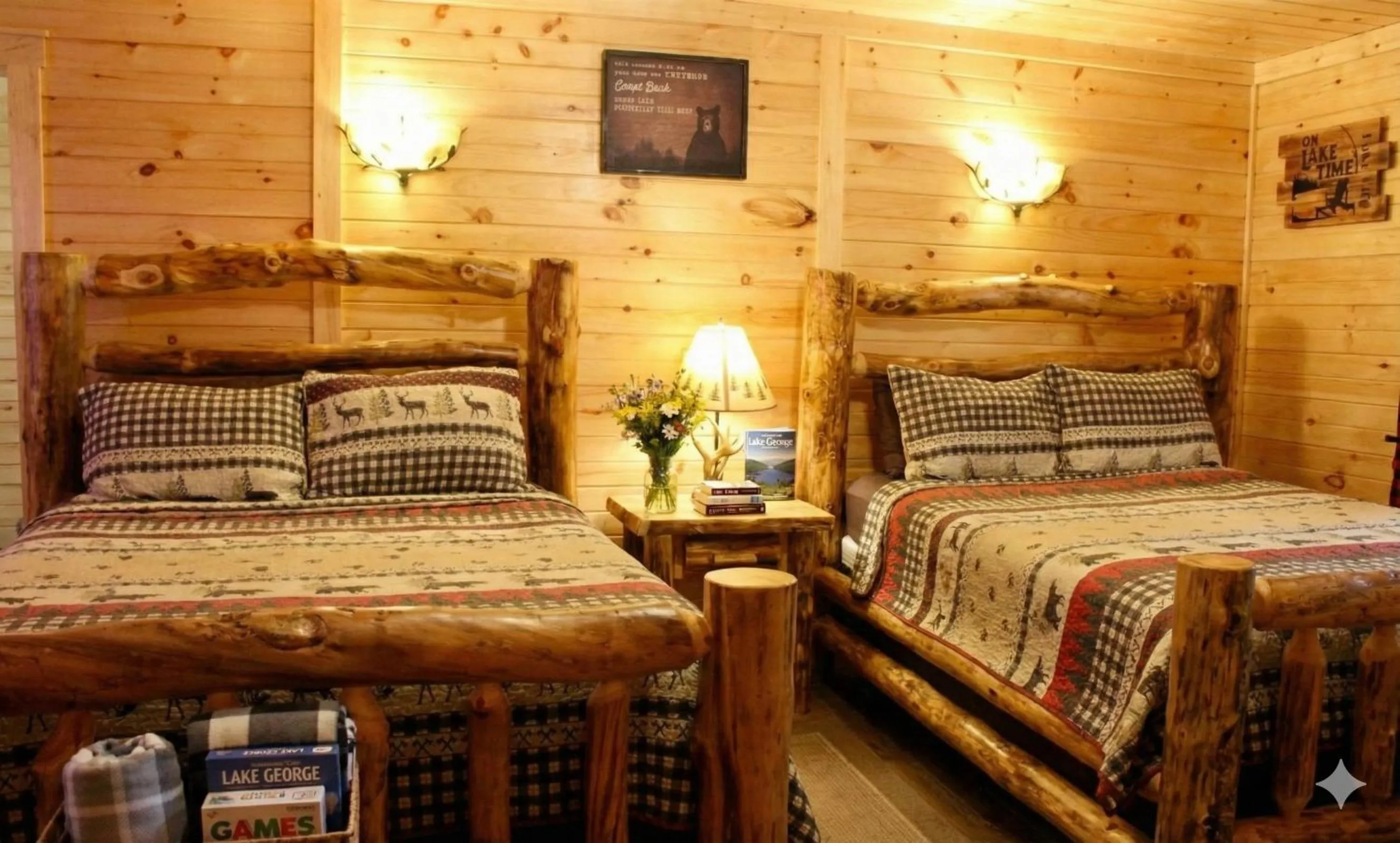 Bed in The Sundowner on Lake George