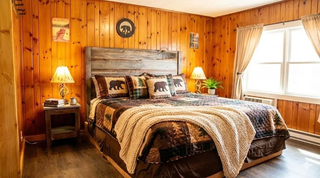 Bed in The Sundowner on Lake George