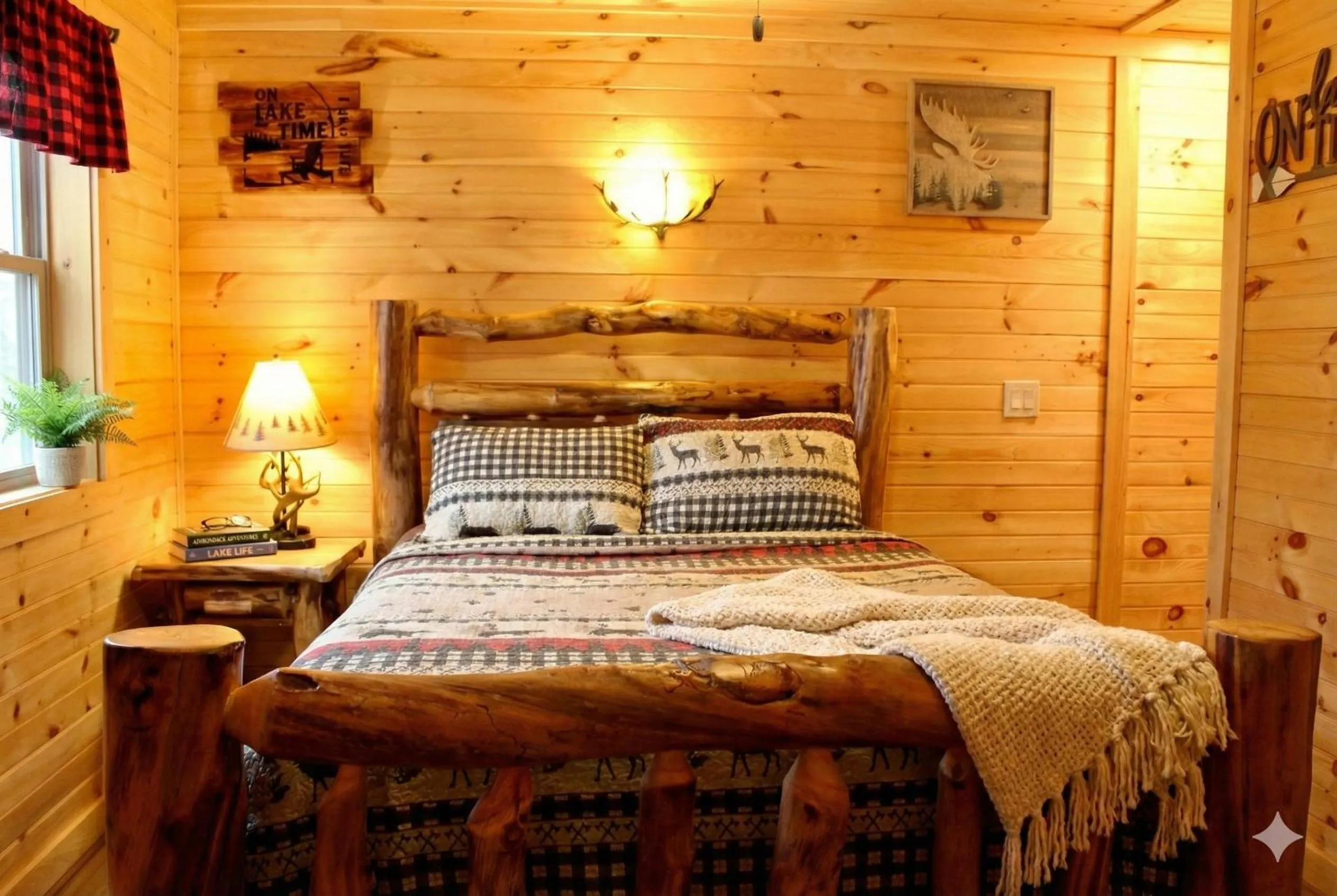 Bed in The Sundowner on Lake George