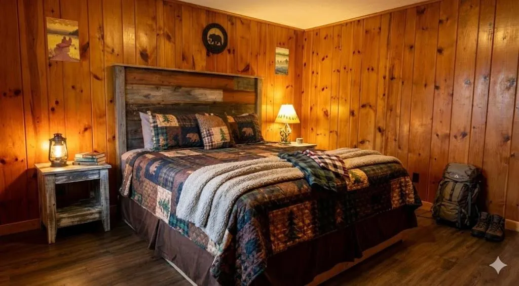 Bed in The Sundowner on Lake George