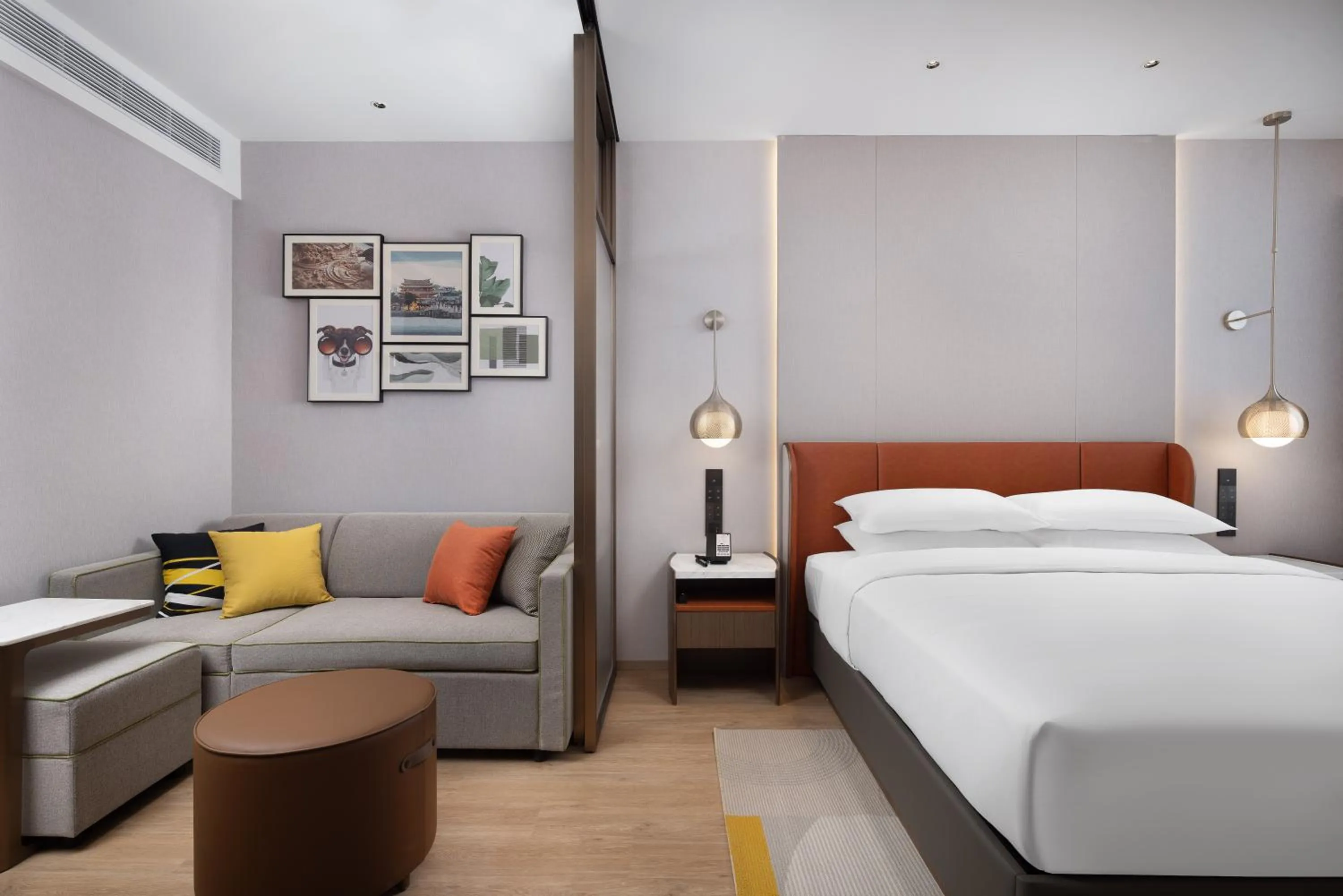 Seating area, Bed in Home2 Suite by Hilton Chaozhou