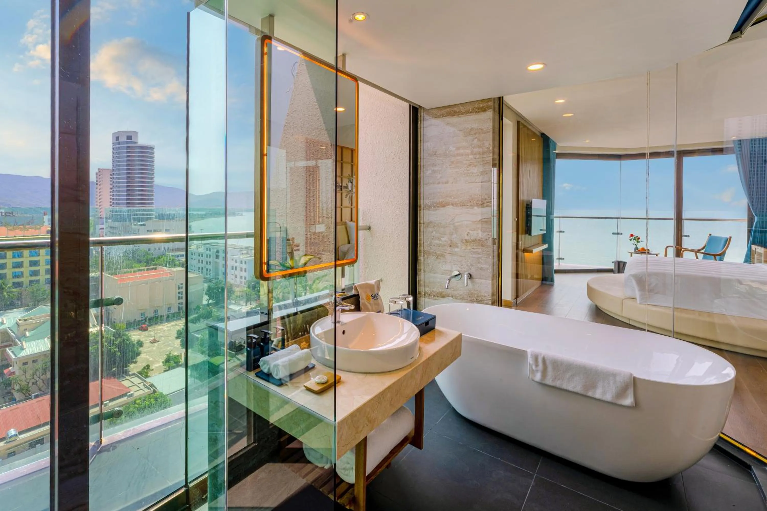 Bathroom, Bed in Sala Quy Nhon Beach Hotel