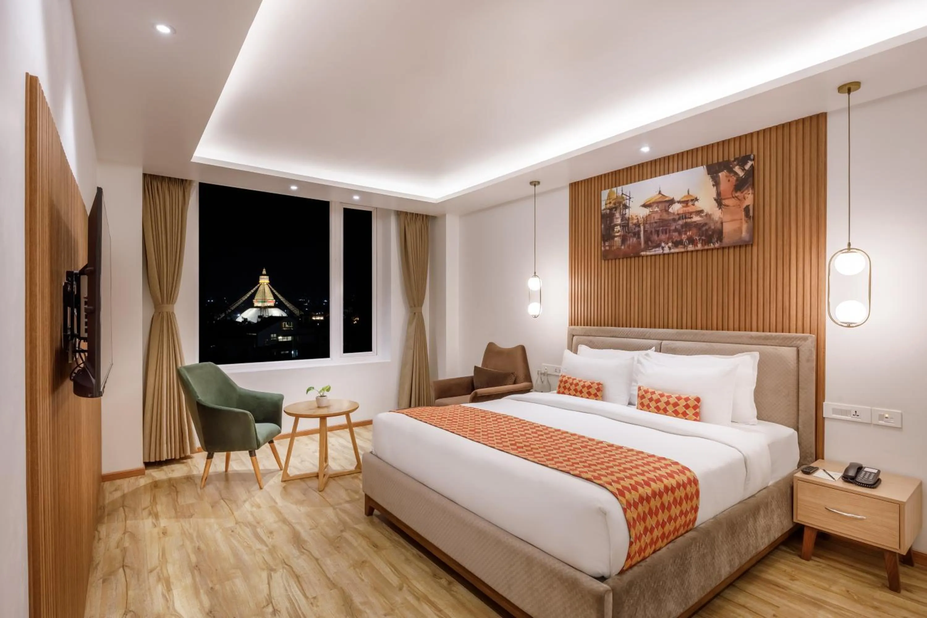 Landmark view, Bed in Hotel Anuttara