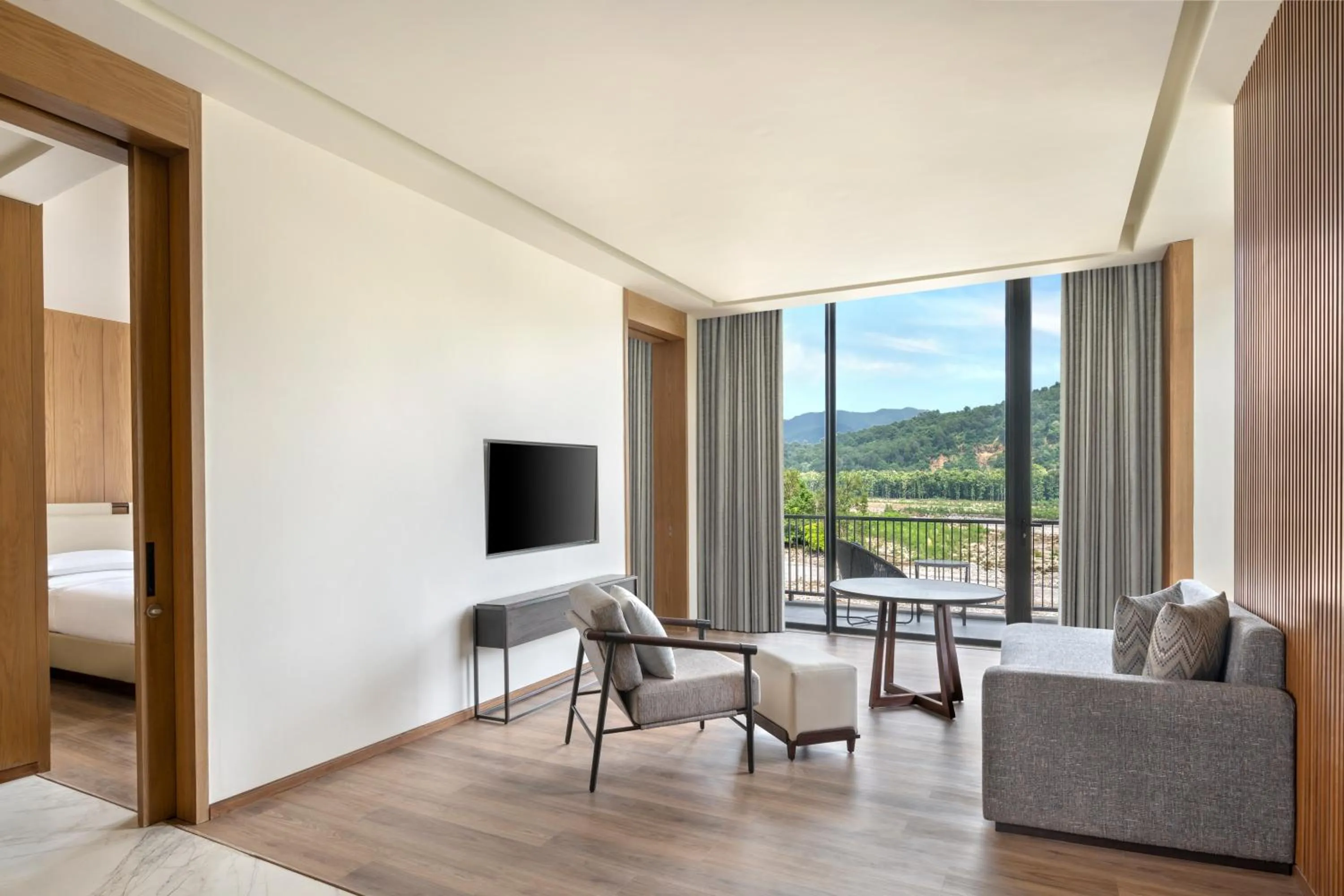 Balcony/Terrace, Bed in Jim Corbett Marriott Resort & Spa