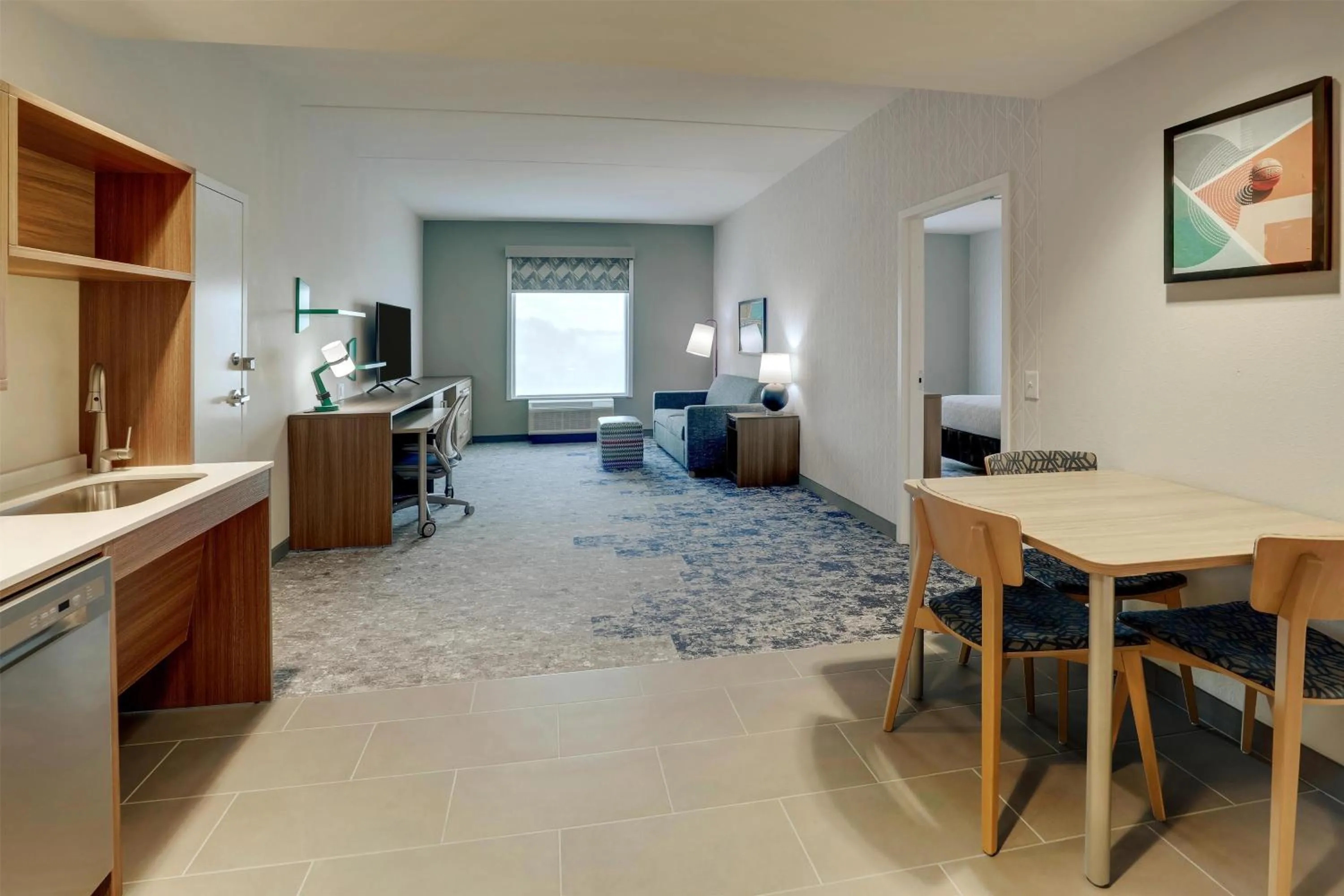 Kitchen or kitchenette, Bed in Home2 Suites By Hilton Conway, Sc