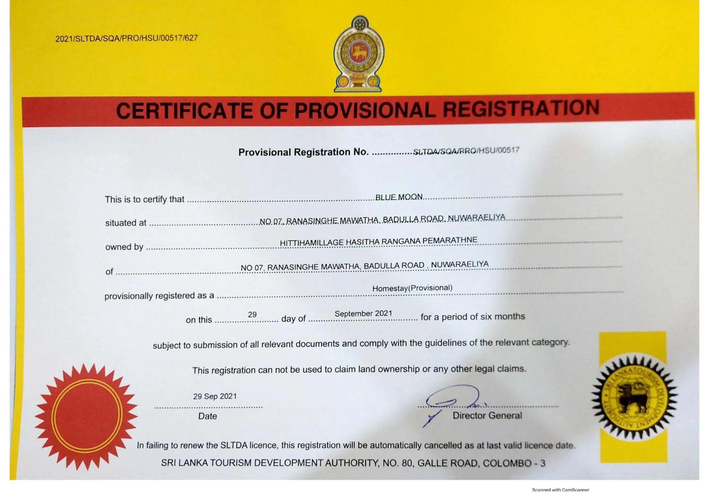 Logo/Certificate/Sign in Blue Moon Hotel