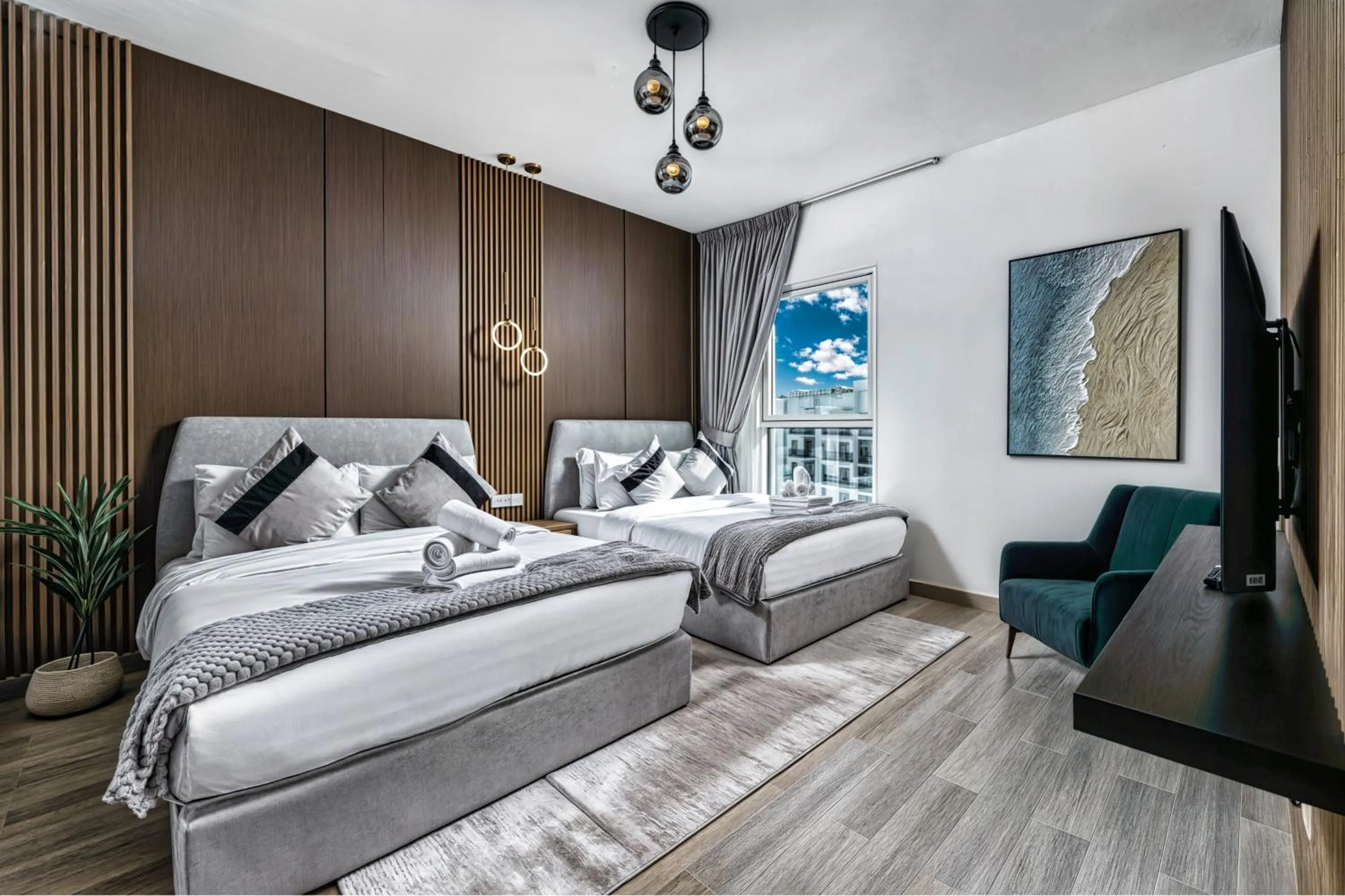 Bedroom, Bed in Desert Key - Perfectly Located Yas Island Premier Apts