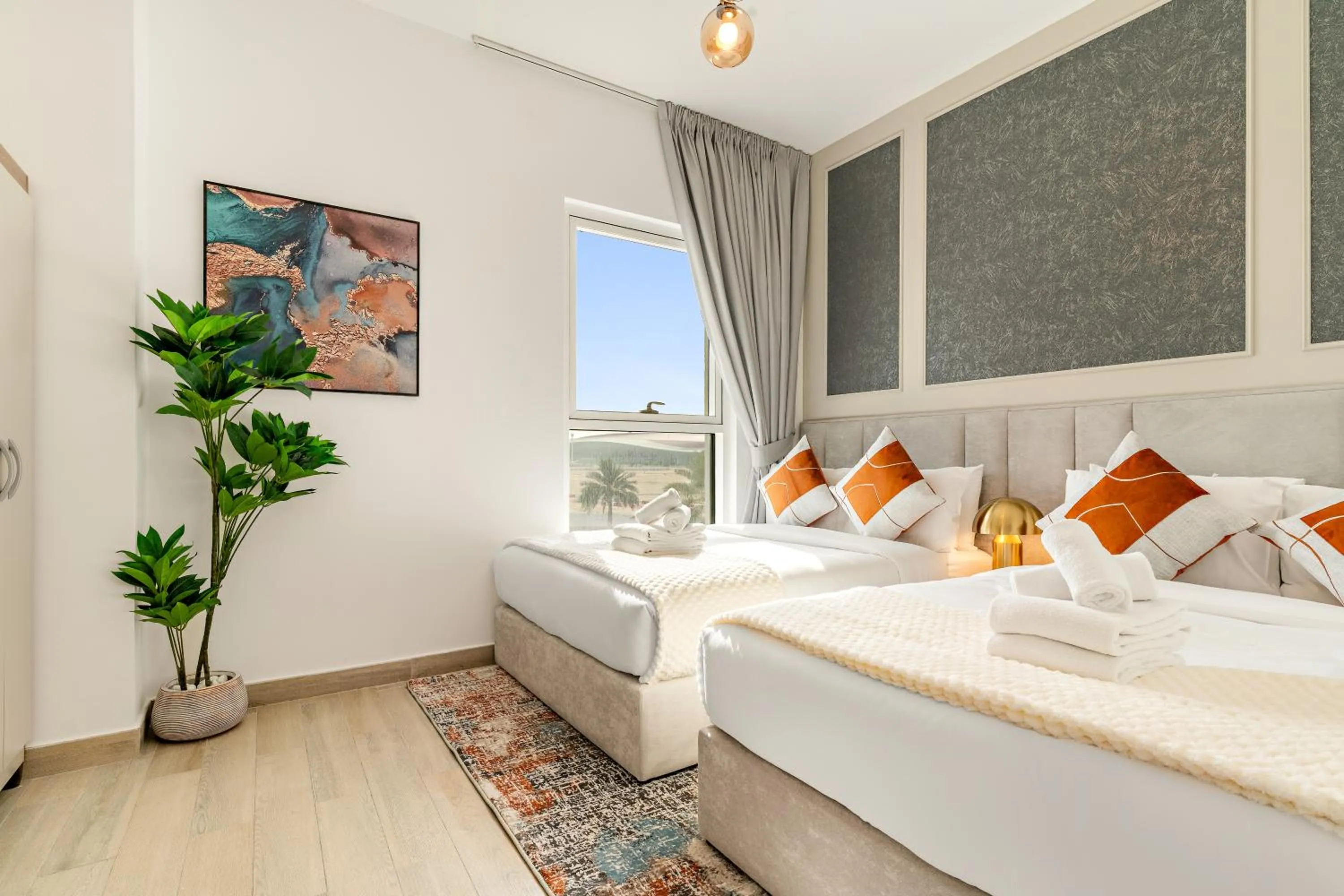 Bedroom, Bed in Desert Key - Perfectly Located Yas Island Premier Apts