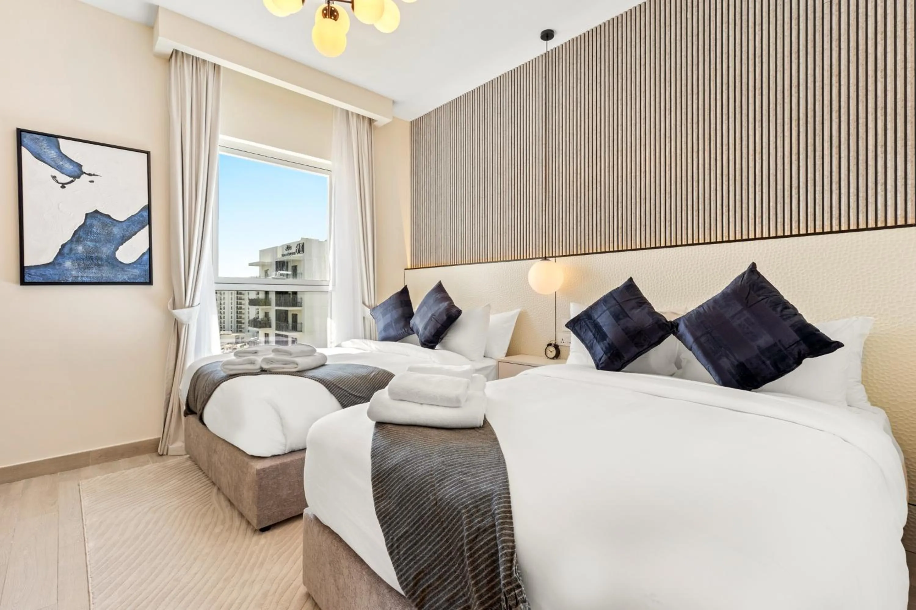 Bedroom, Bed in Desert Key - Perfectly Located Yas Island Premier Apts