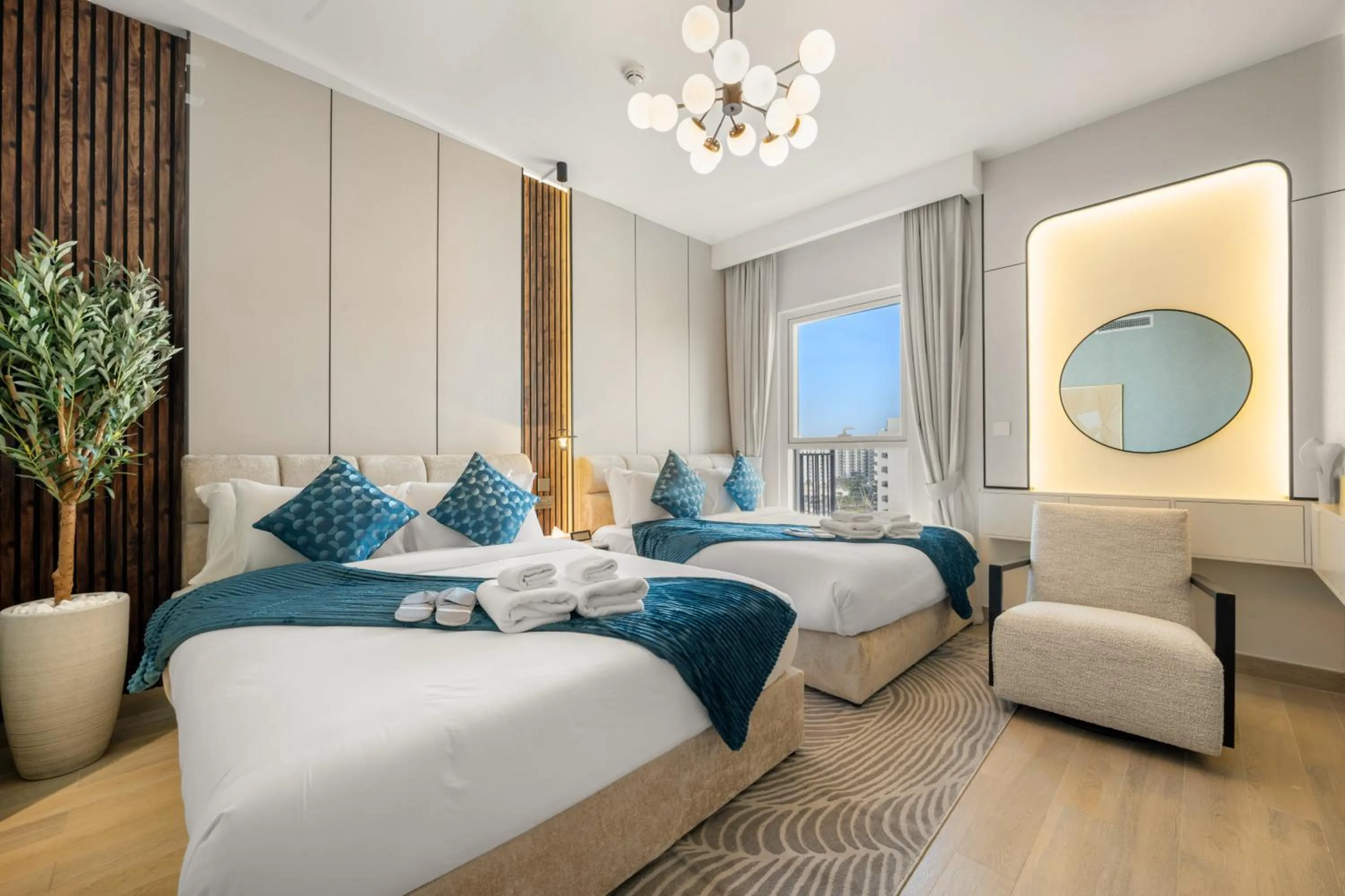 Bedroom, Bed in Desert Key - Perfectly Located Yas Island Premier Apts