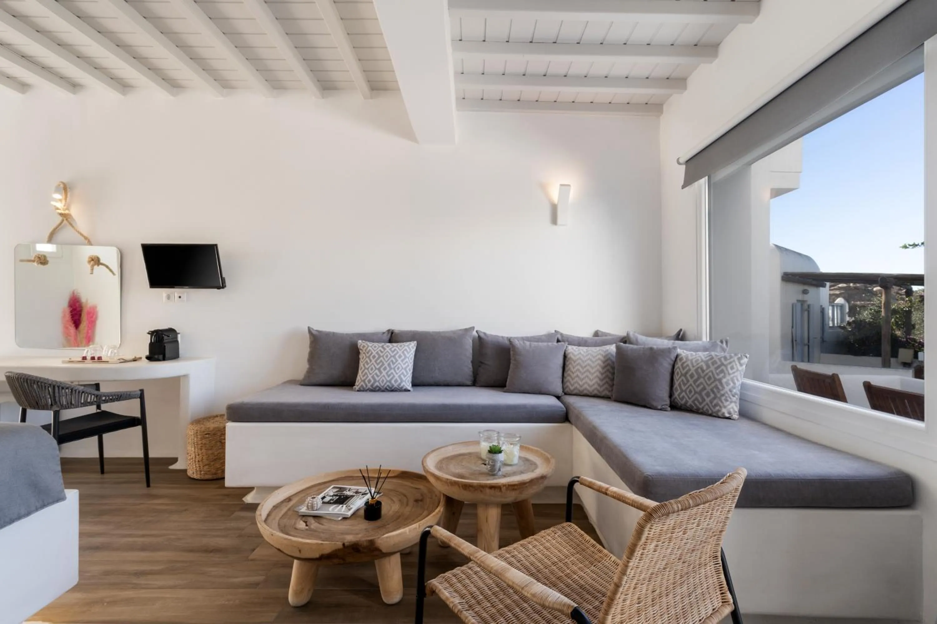 Seating area in Tagoo Studios Mykonos