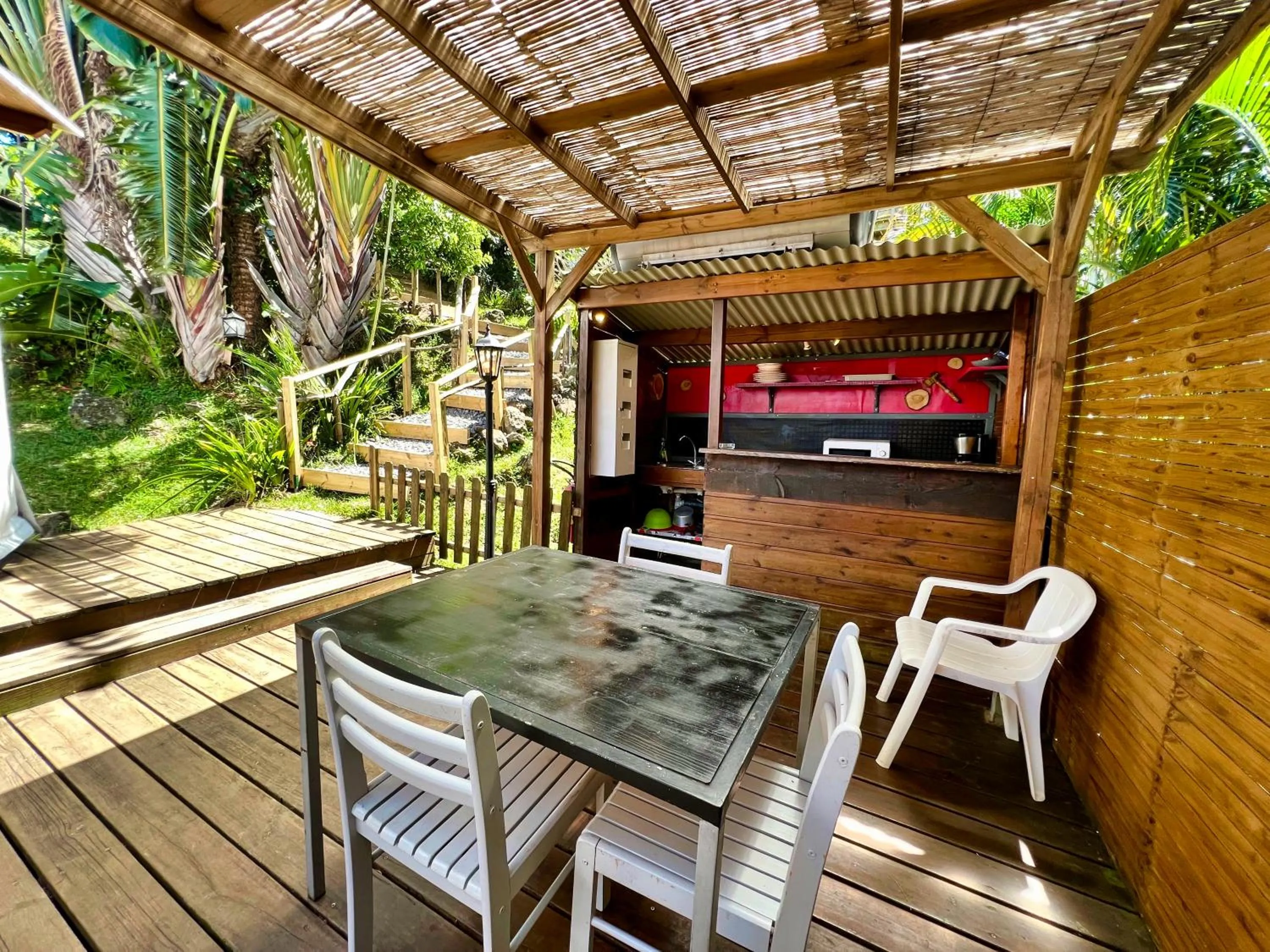 Dining area in Bubble Dome Village