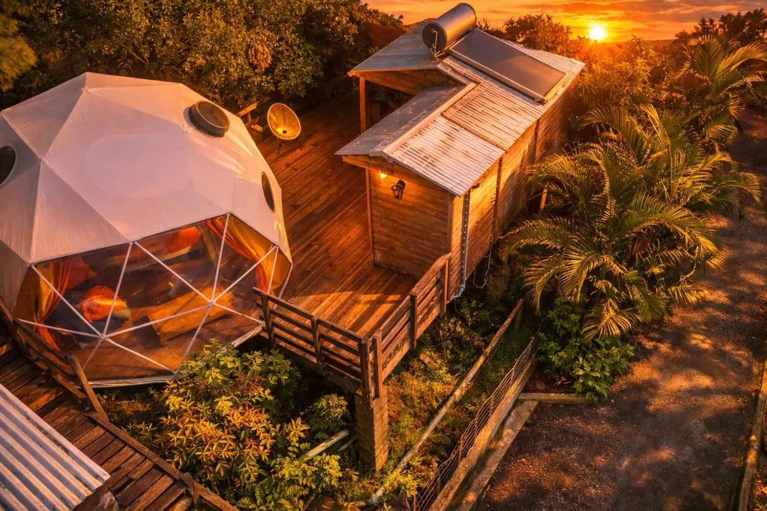 Inner courtyard view in Bubble Dome Village