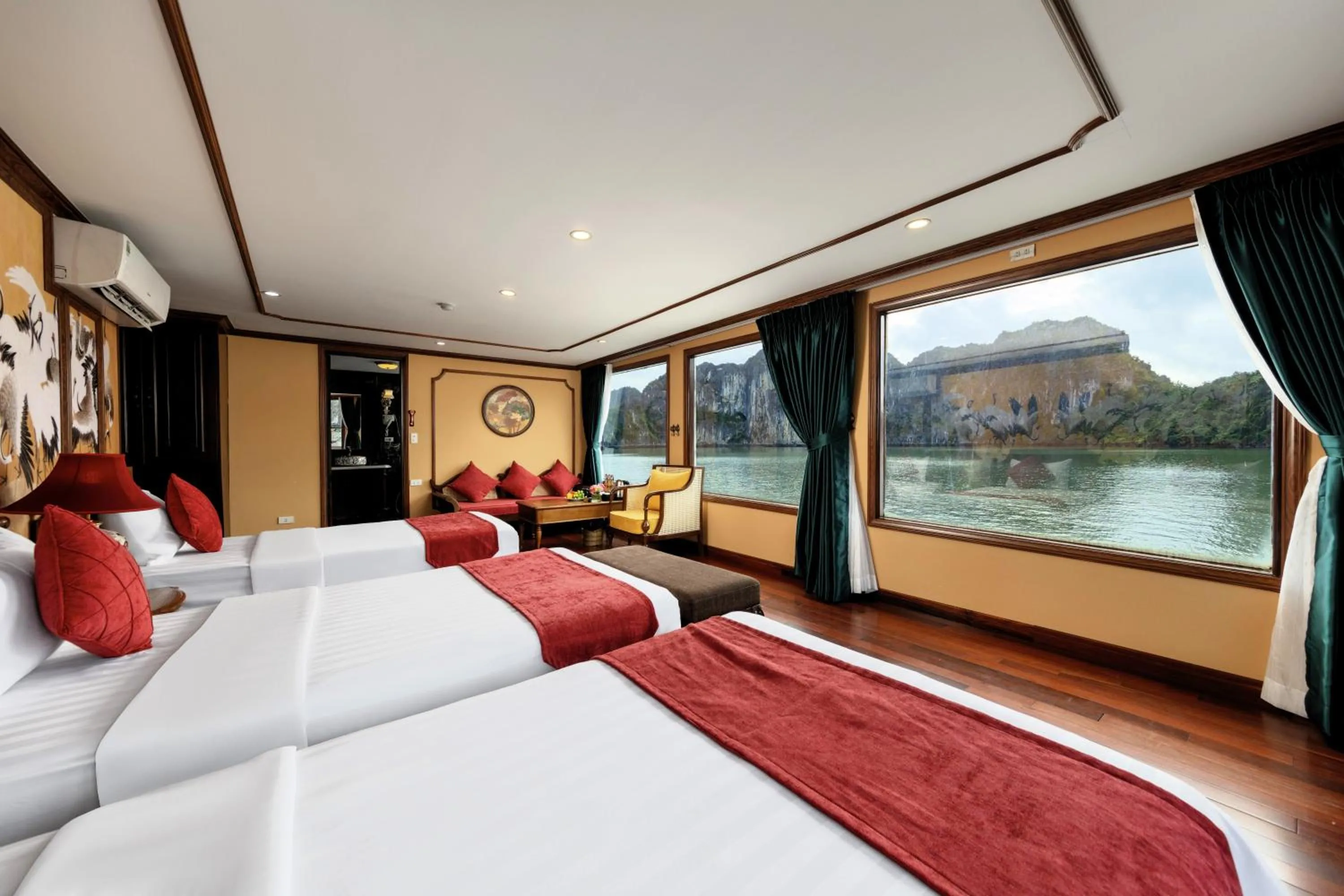 furniture, Bed in Verdure Lotus Grandeur Cruise on Ha Long Bay