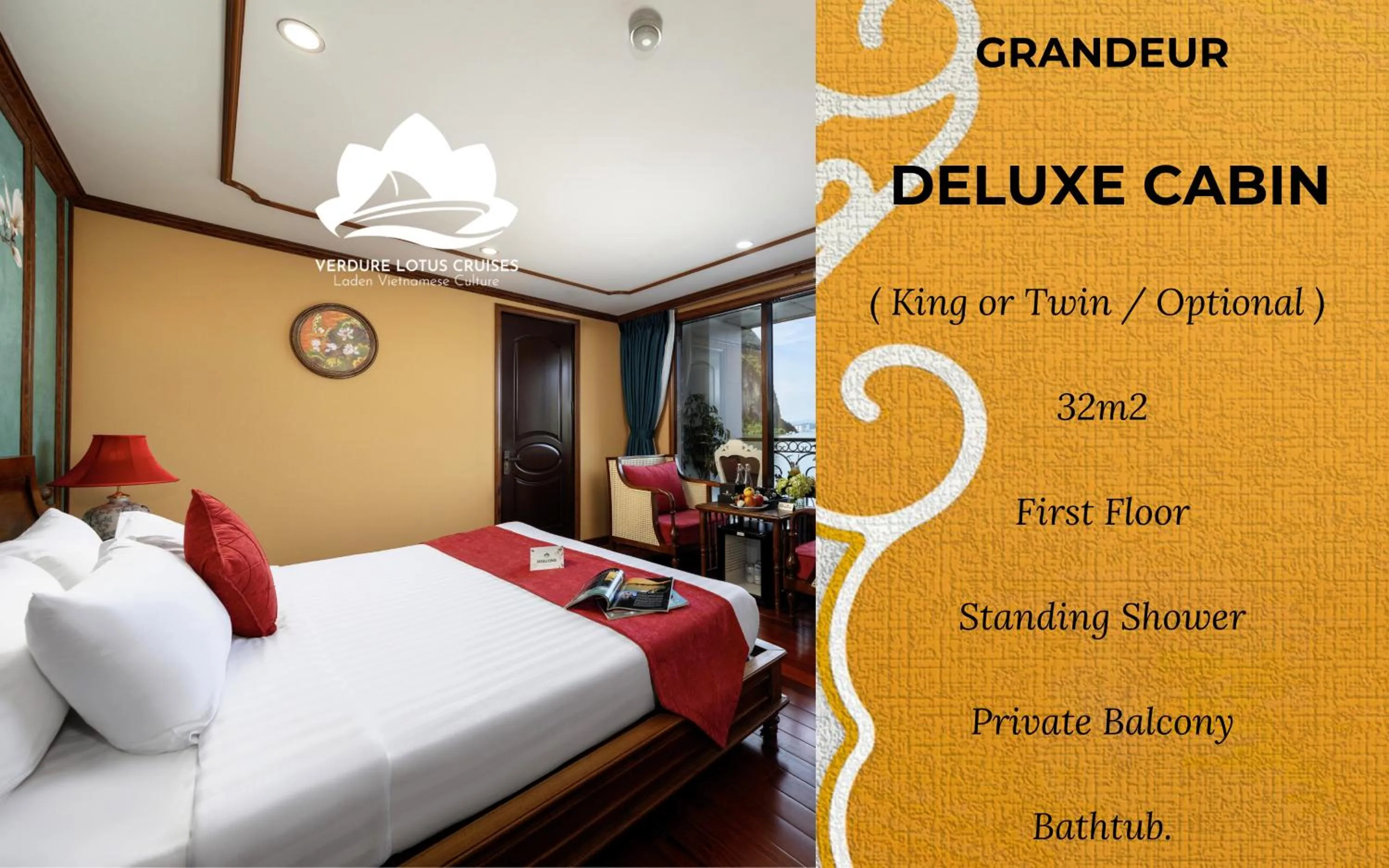 Bedroom, Bed in Verdure Lotus Grandeur Cruise on Ha Long Bay