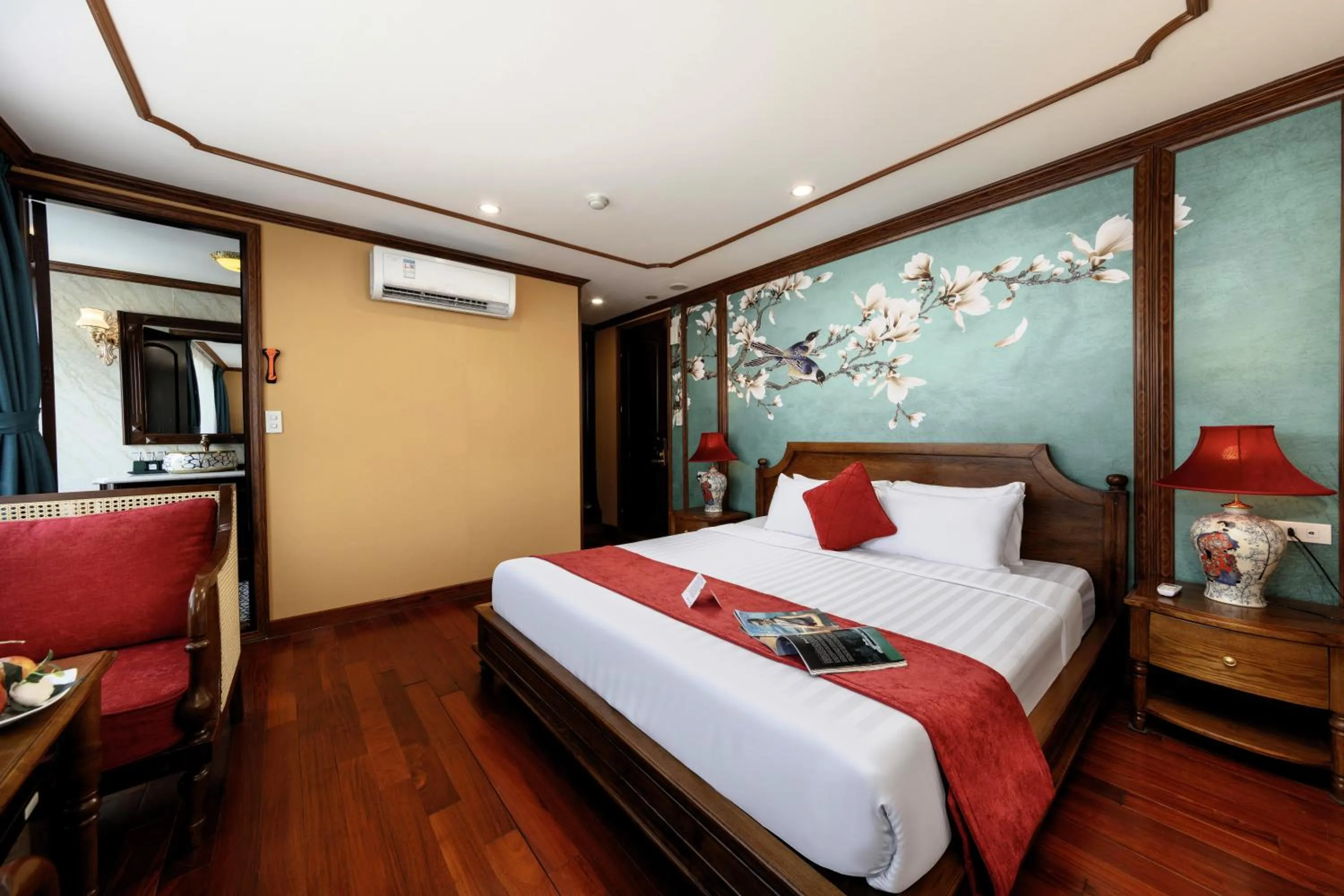 furniture, Bed in Verdure Lotus Grandeur Cruise on Ha Long Bay