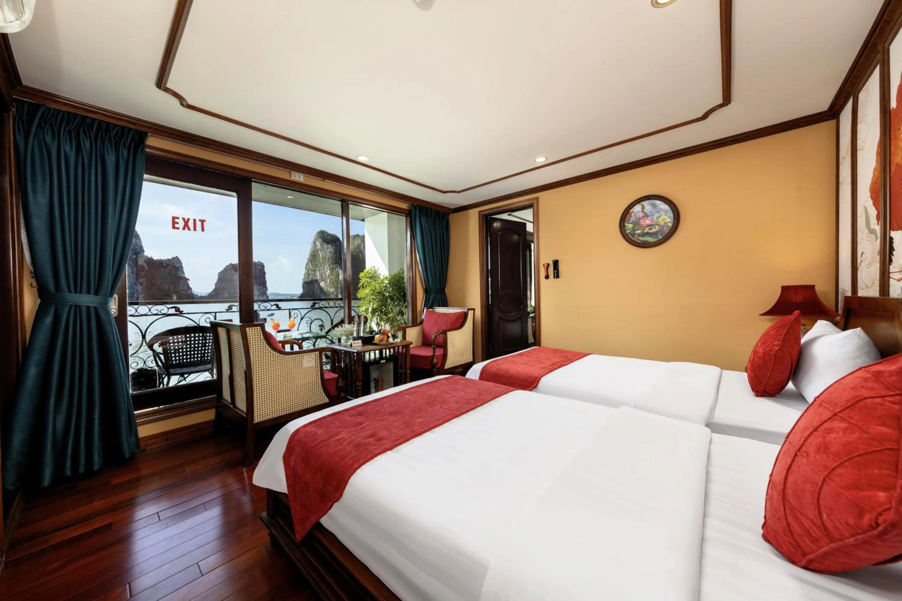Photo of the whole room, Bed in Verdure Lotus Grandeur Cruise on Ha Long Bay