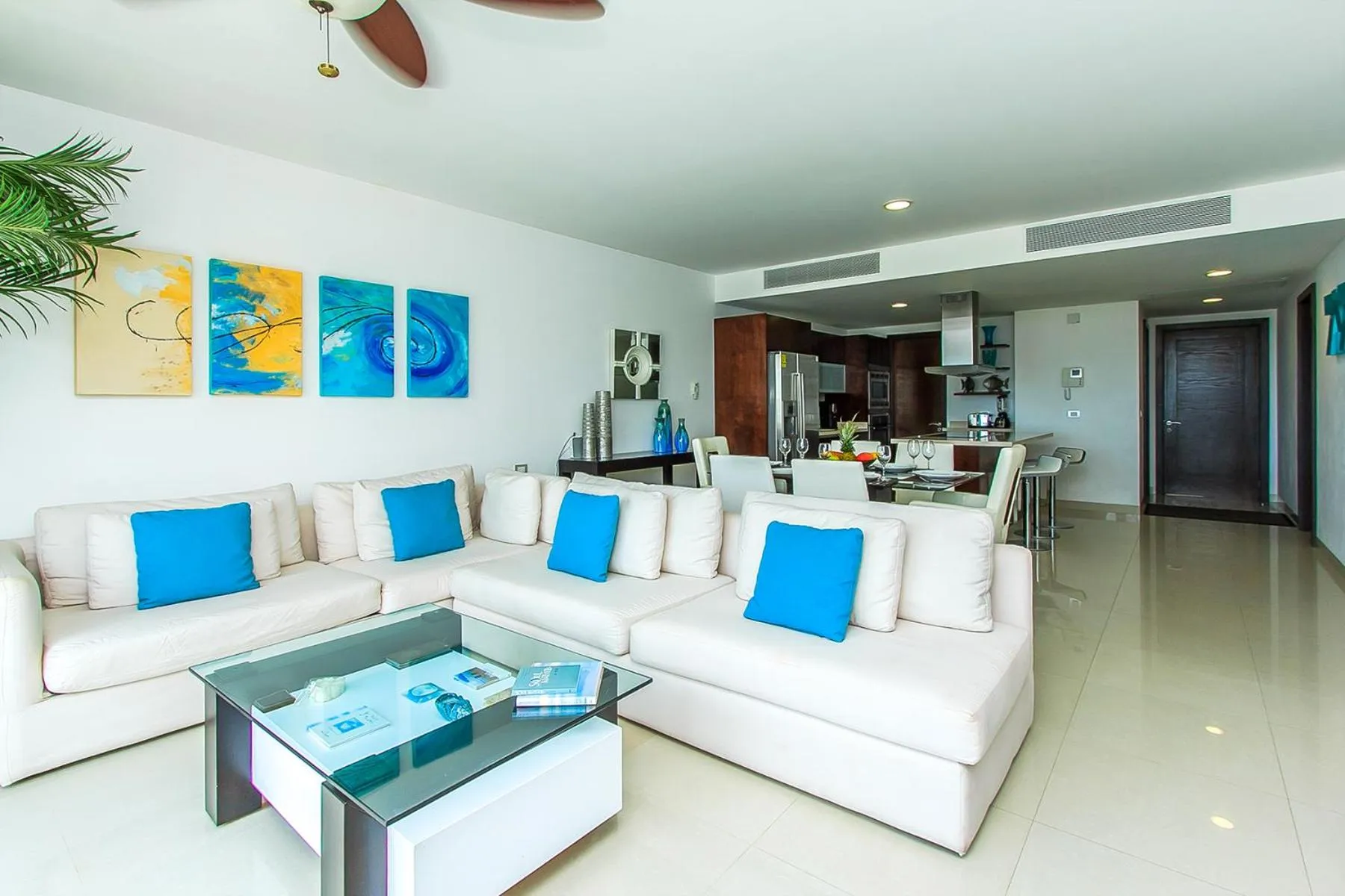 Living room in Luxury Condos at Mareazul Beachfront Complex with Resort-Style Amenities