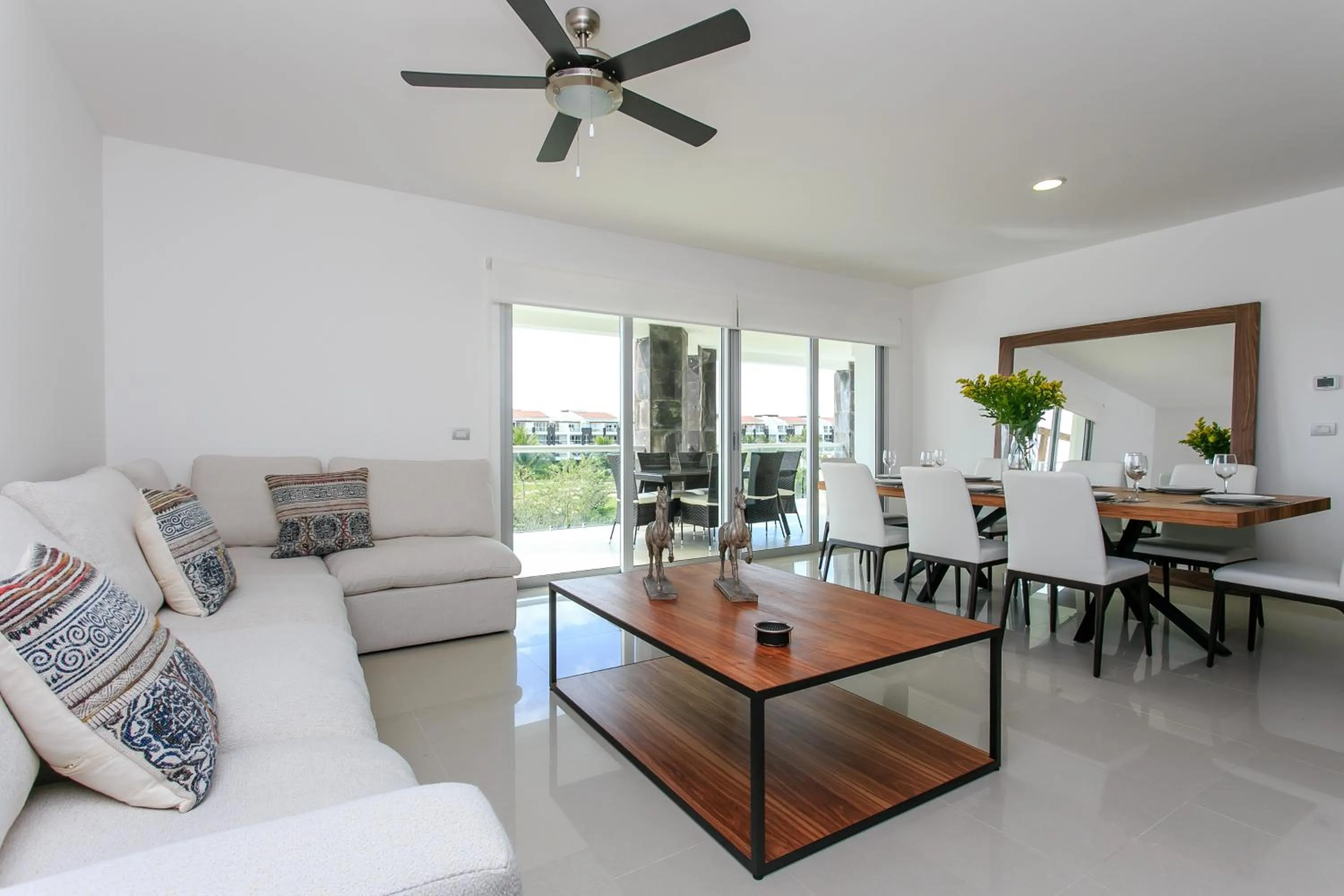 Living room in Luxury Condos at Mareazul Beachfront Complex with Resort-Style Amenities