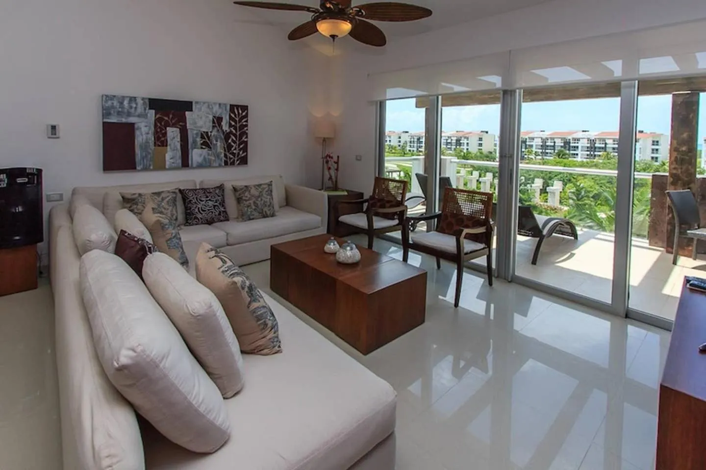 Patio in Luxury Condos at Mareazul Beachfront Complex with Resort-Style Amenities