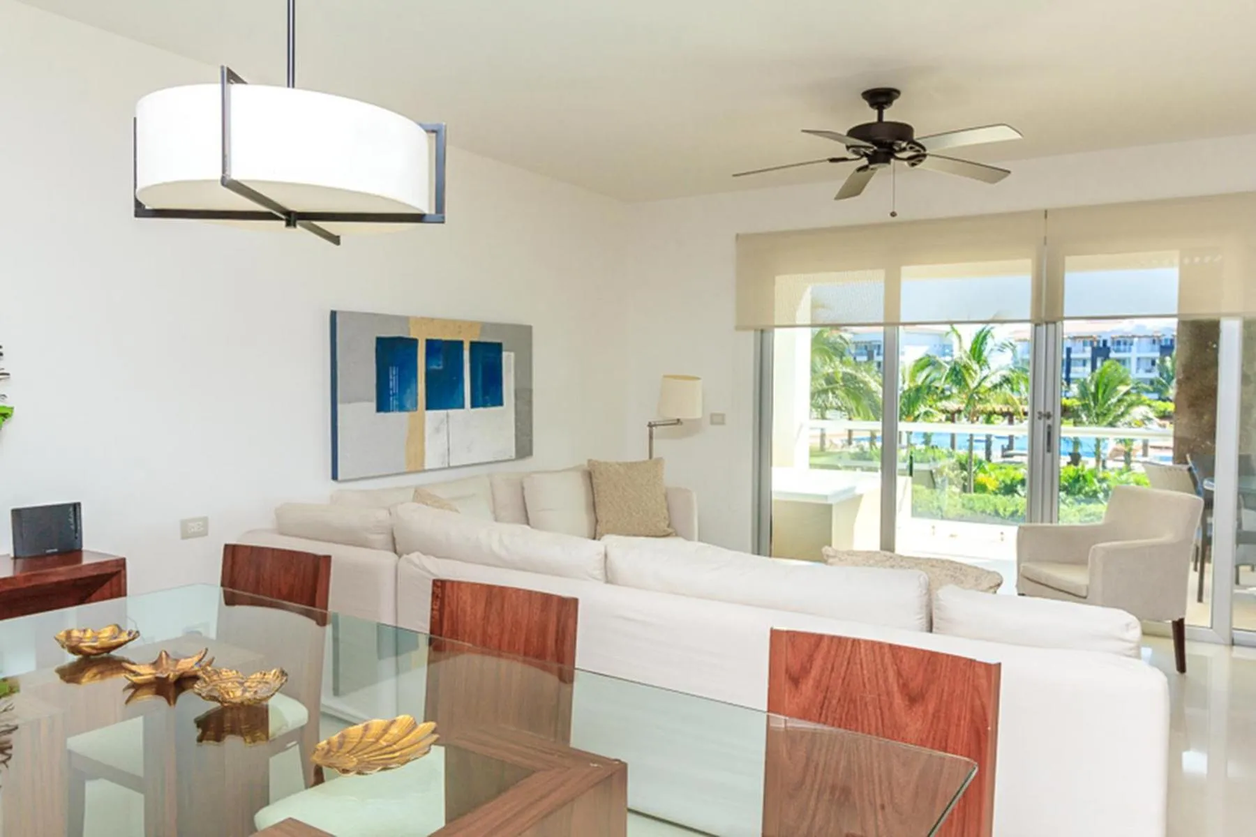 Living room in Luxury Condos at Mareazul Beachfront Complex with Resort-Style Amenities