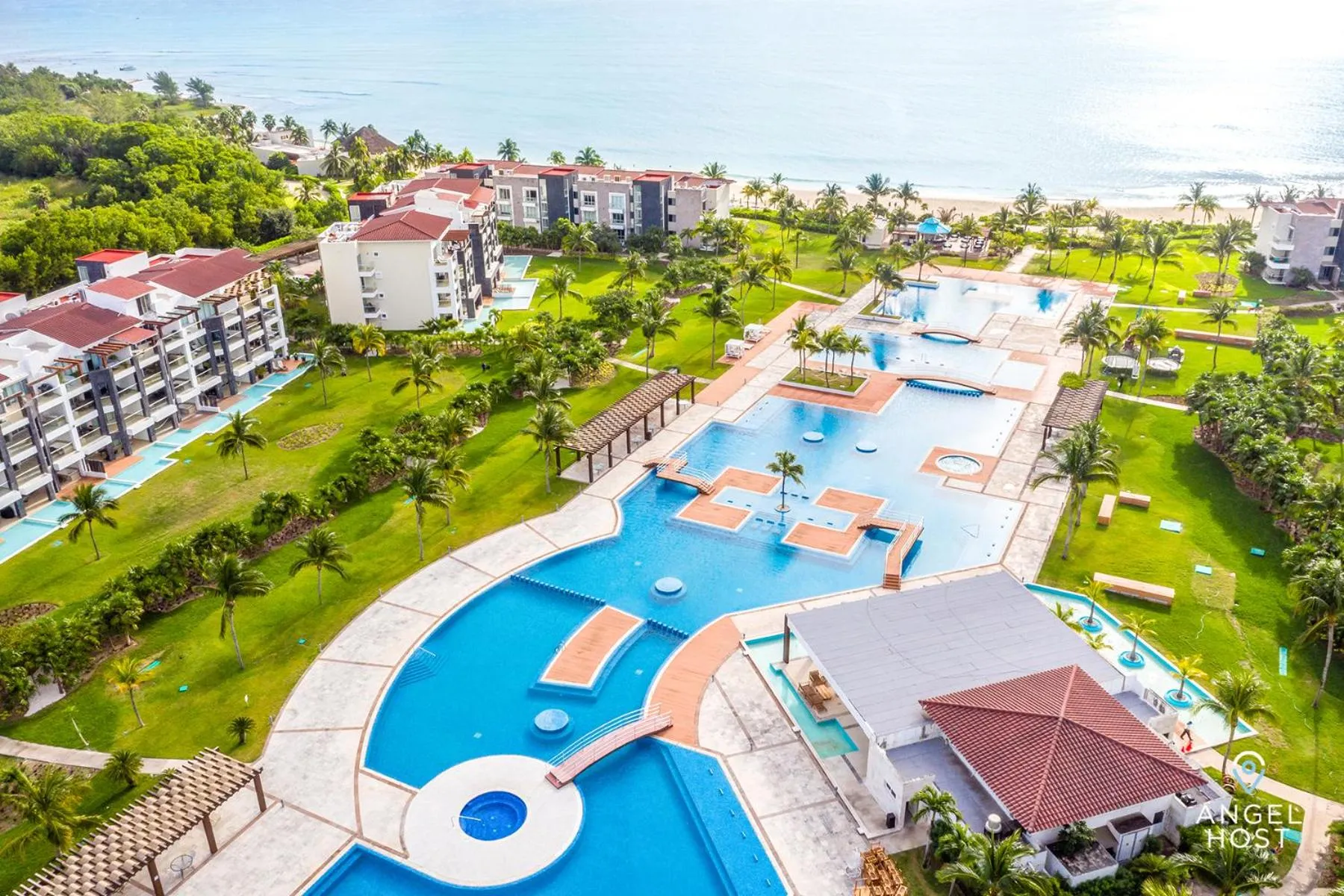 Bird's eye view in Luxury Condos at Mareazul Beachfront Complex with Resort-Style Amenities