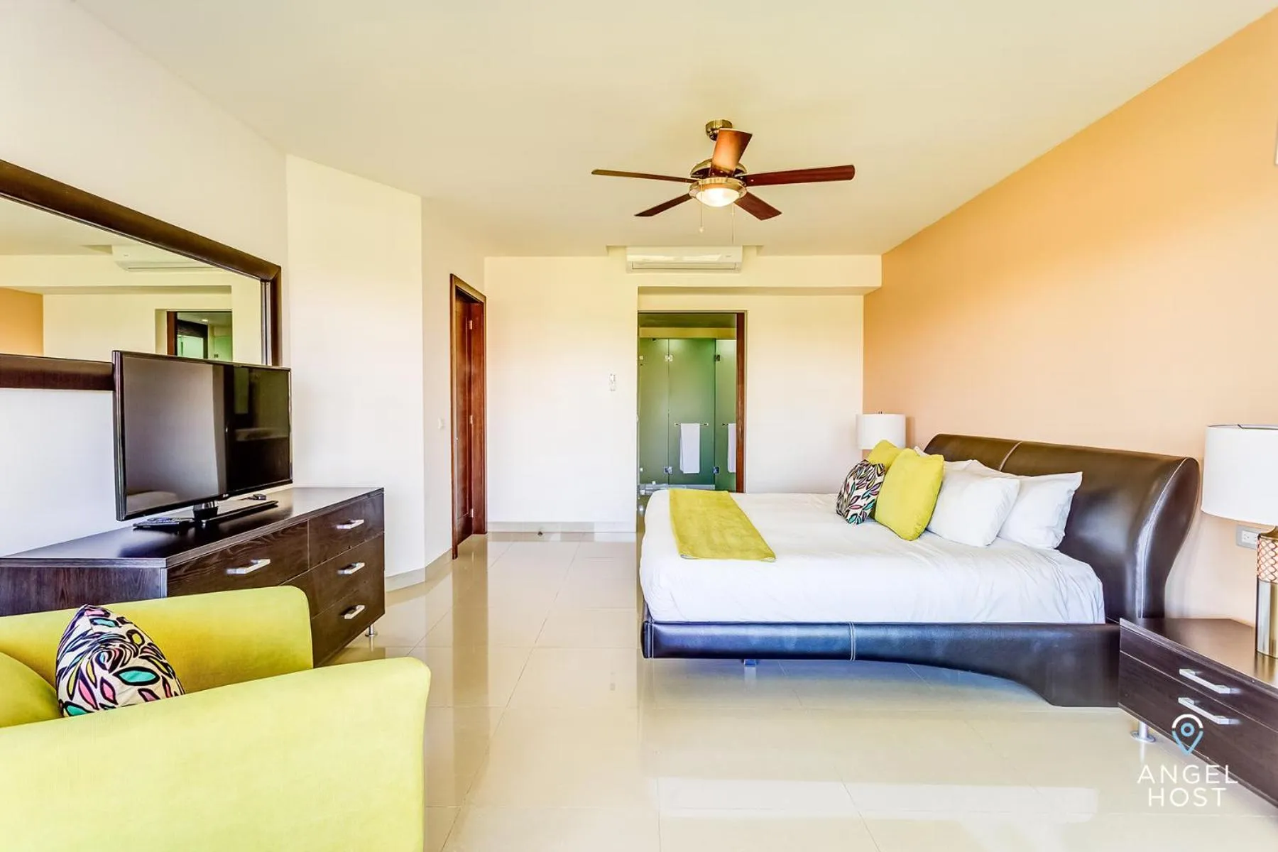 Bed in Luxury Condos at Mareazul Beachfront Complex with Resort-Style Amenities