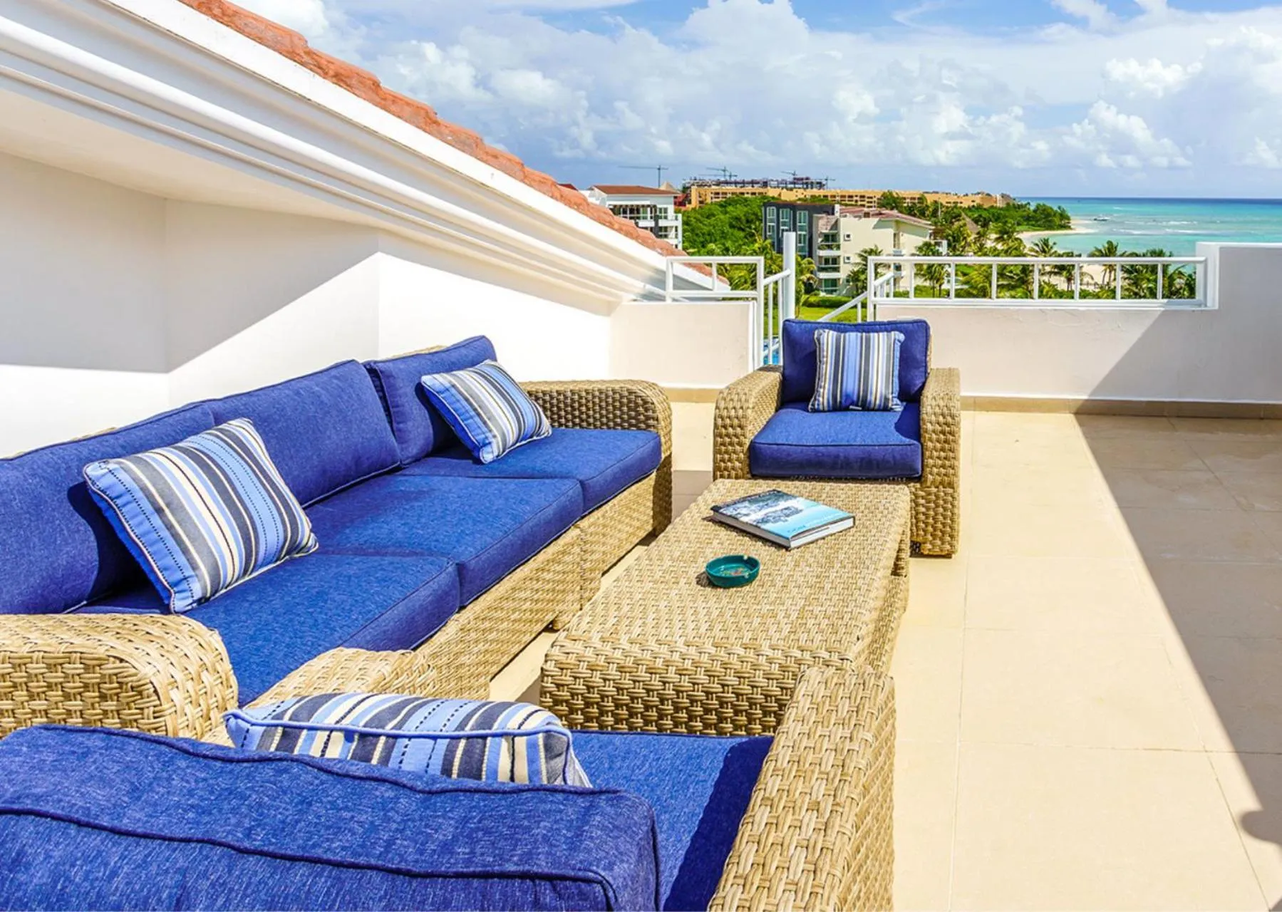 Patio in Luxury Condos at Mareazul Beachfront Complex with Resort-Style Amenities