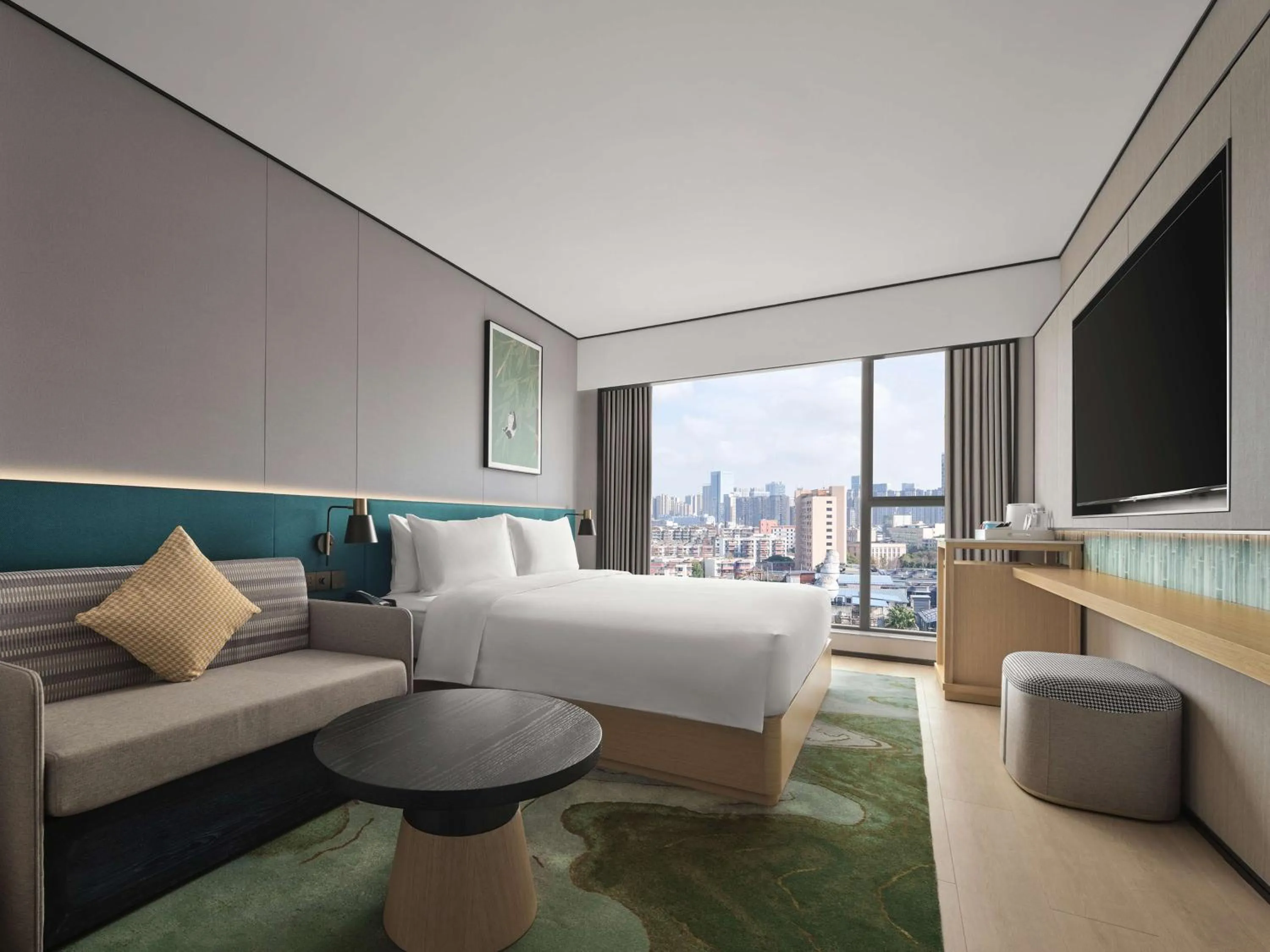 Living room, Bed in Hilton Garden Inn Chengdu Tianfu Panda Tower