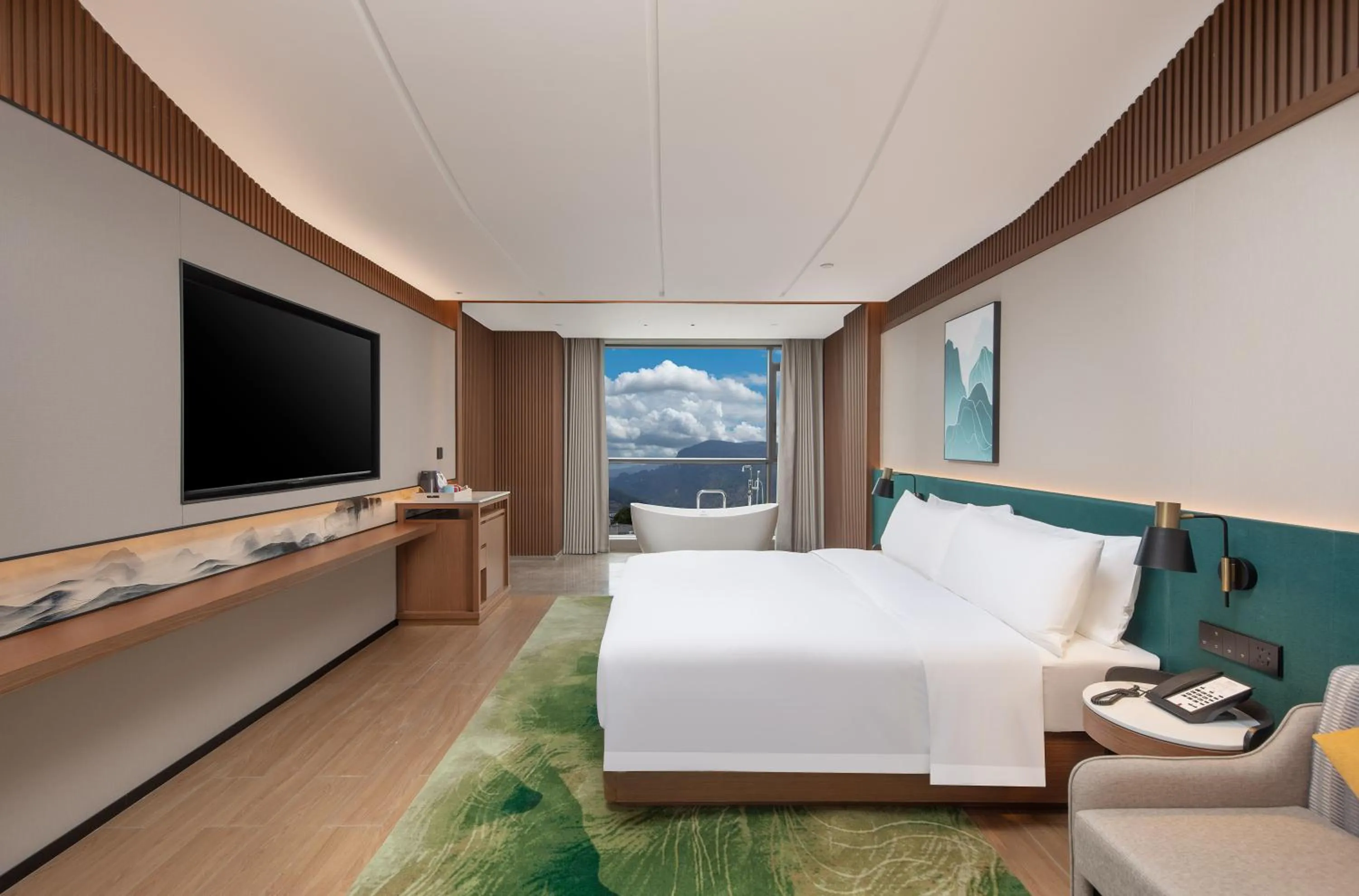 Mountain view, Bed in Hilton Garden Inn Zhangjiajie Wulingyuan