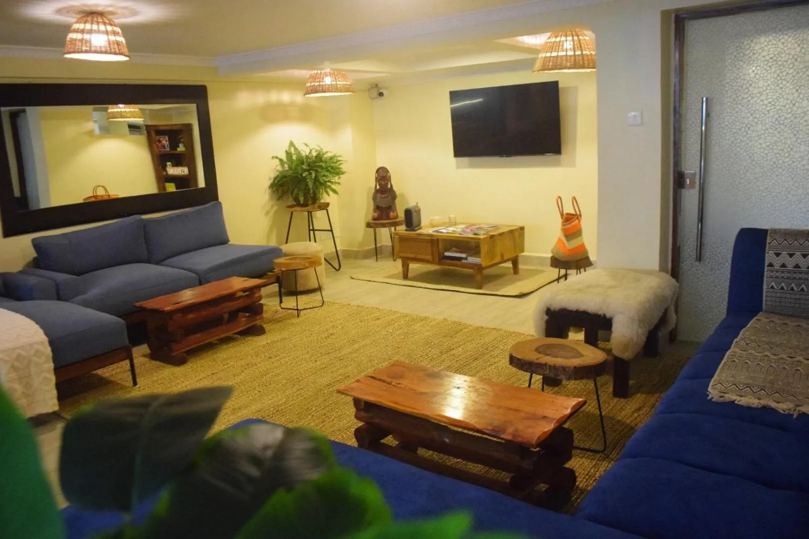 Communal lounge/ TV room in Karen Plains Hotel Nairobi