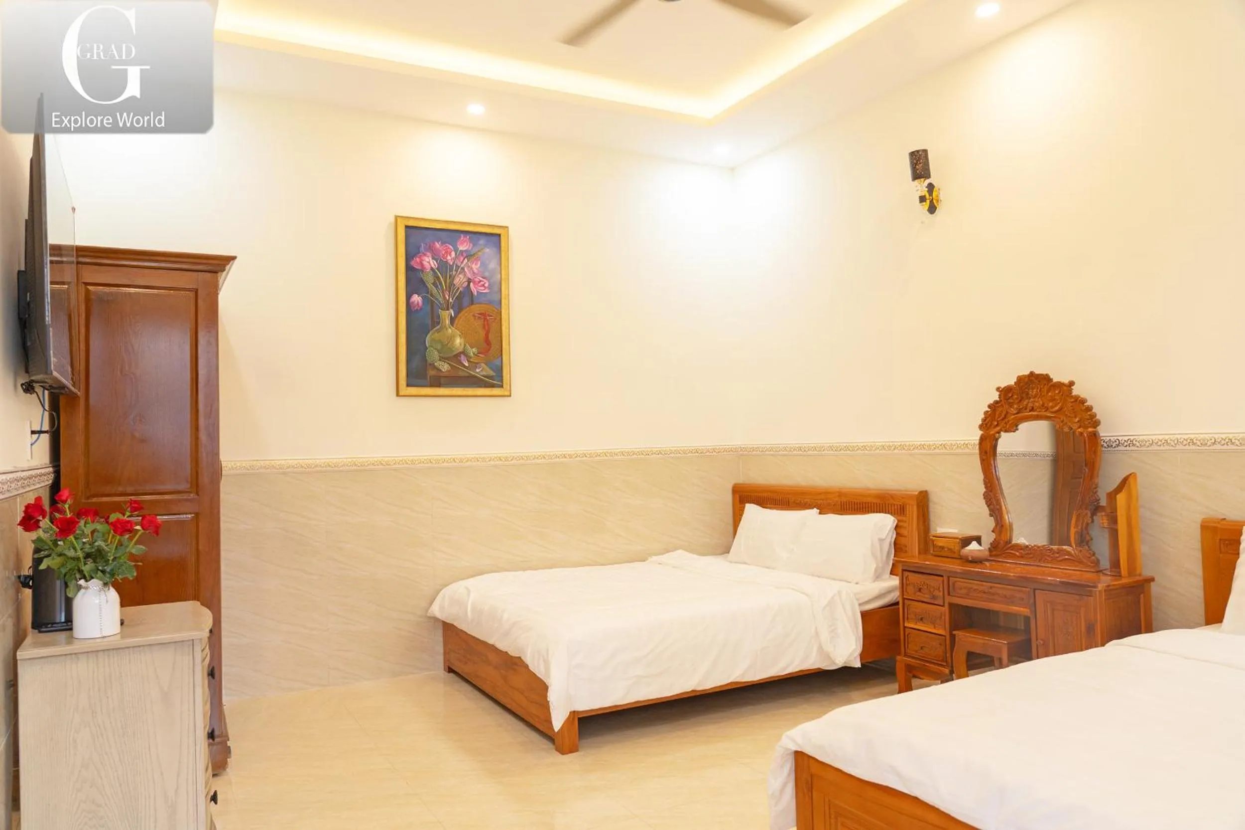 Bed in Hoang Yen Villa & Coffee